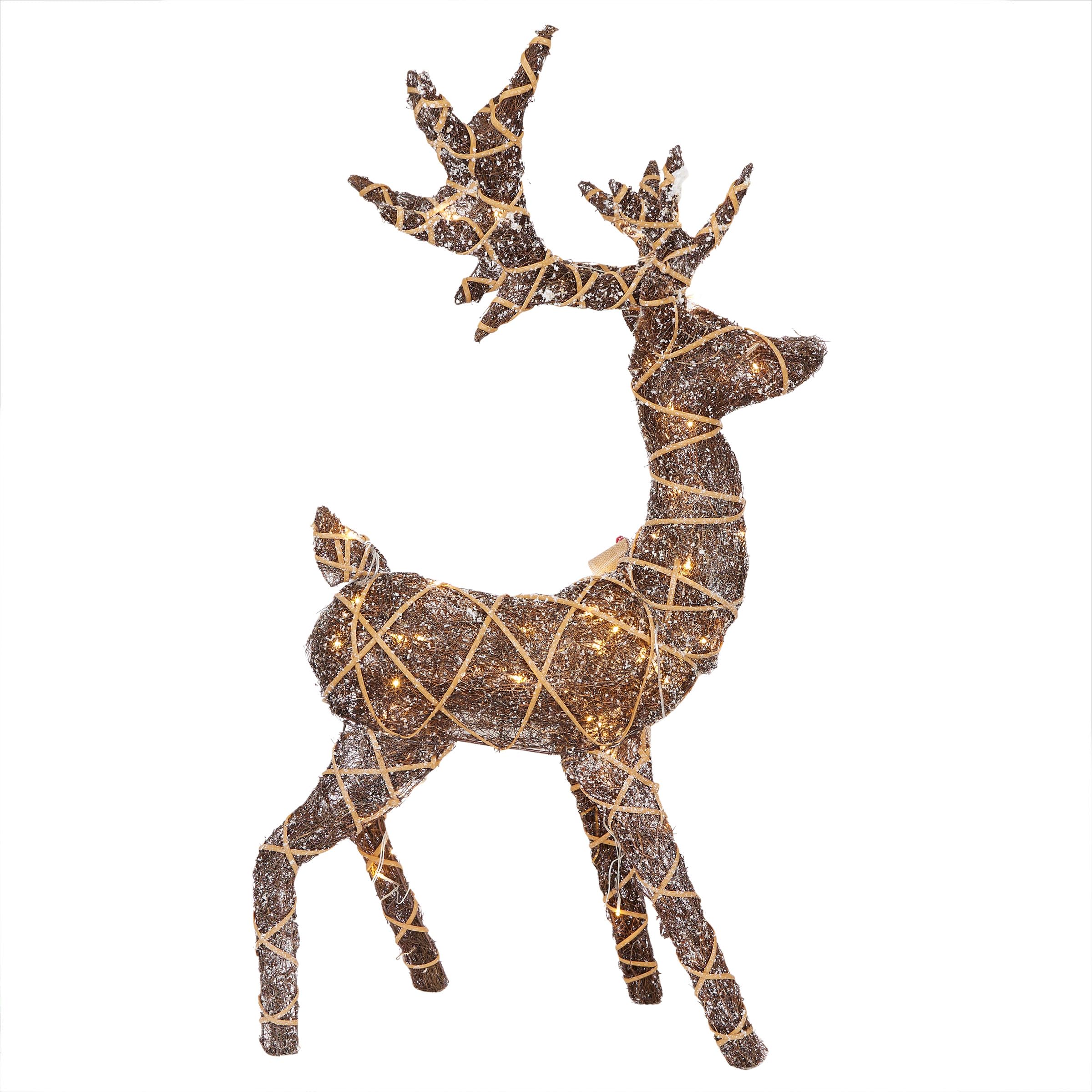 Alpine Corporation Twig Reindeer with Warm White LEDs, 48in H, Iron, Model CHT1052
