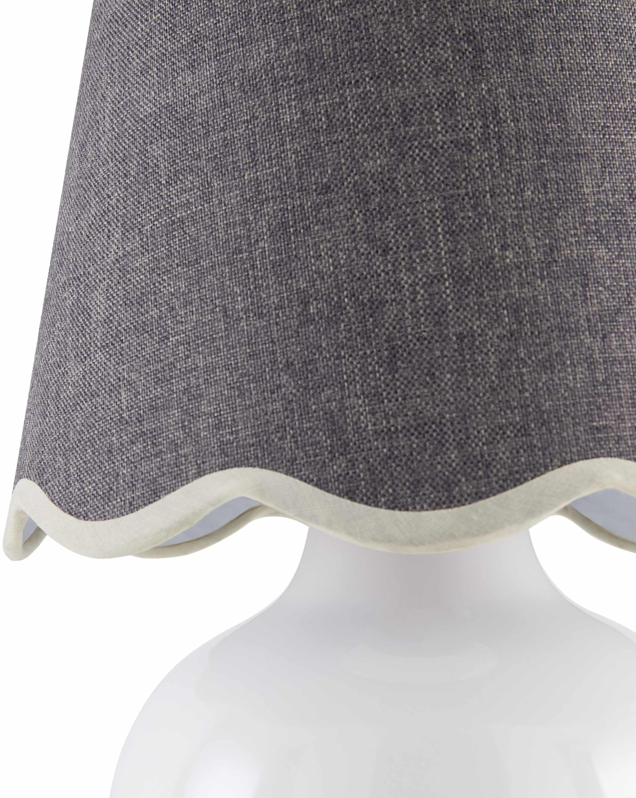 BoutiqueRugs Theisseil Boho Ceramic Table Lamp - Cotton Shade - 13inH x 8inW x 8inD - White, Gray - Model TXCHMB1-045