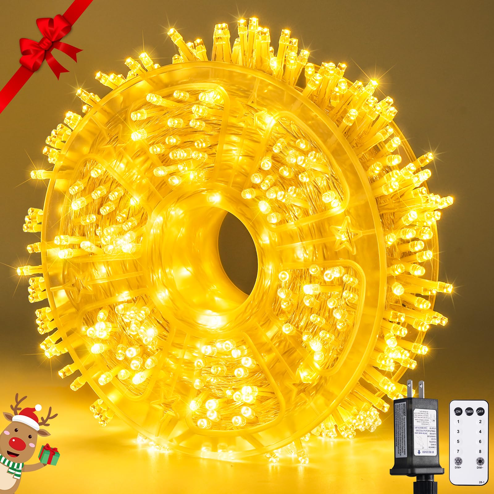 Warm White Christmas Lights Outdoor - 800 LED String Lights Indoor 8 Modes, 141ft Extendable Twinkle Fairy Lights Plug in for Cl