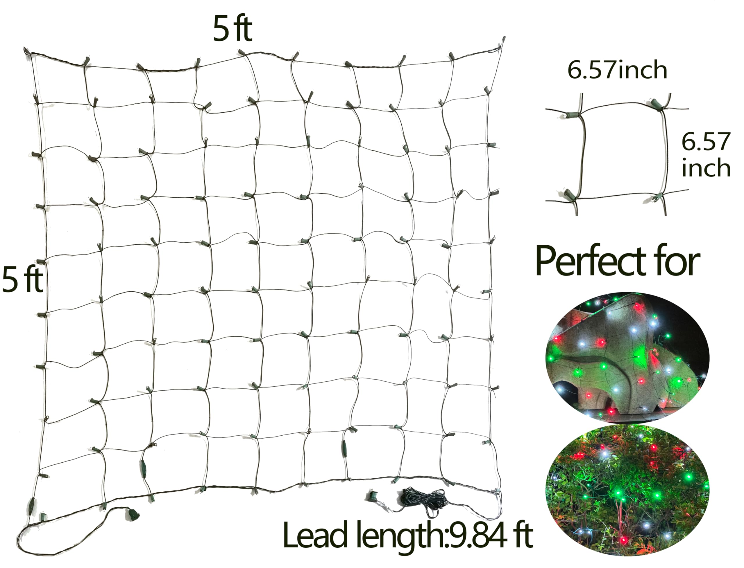 Hishiny Christmas Net Lights Outdoor For Bushes,100Led 5X5Ft Connectable Bush Yard Mesh Shrub Net Light Decorations For Party, H
