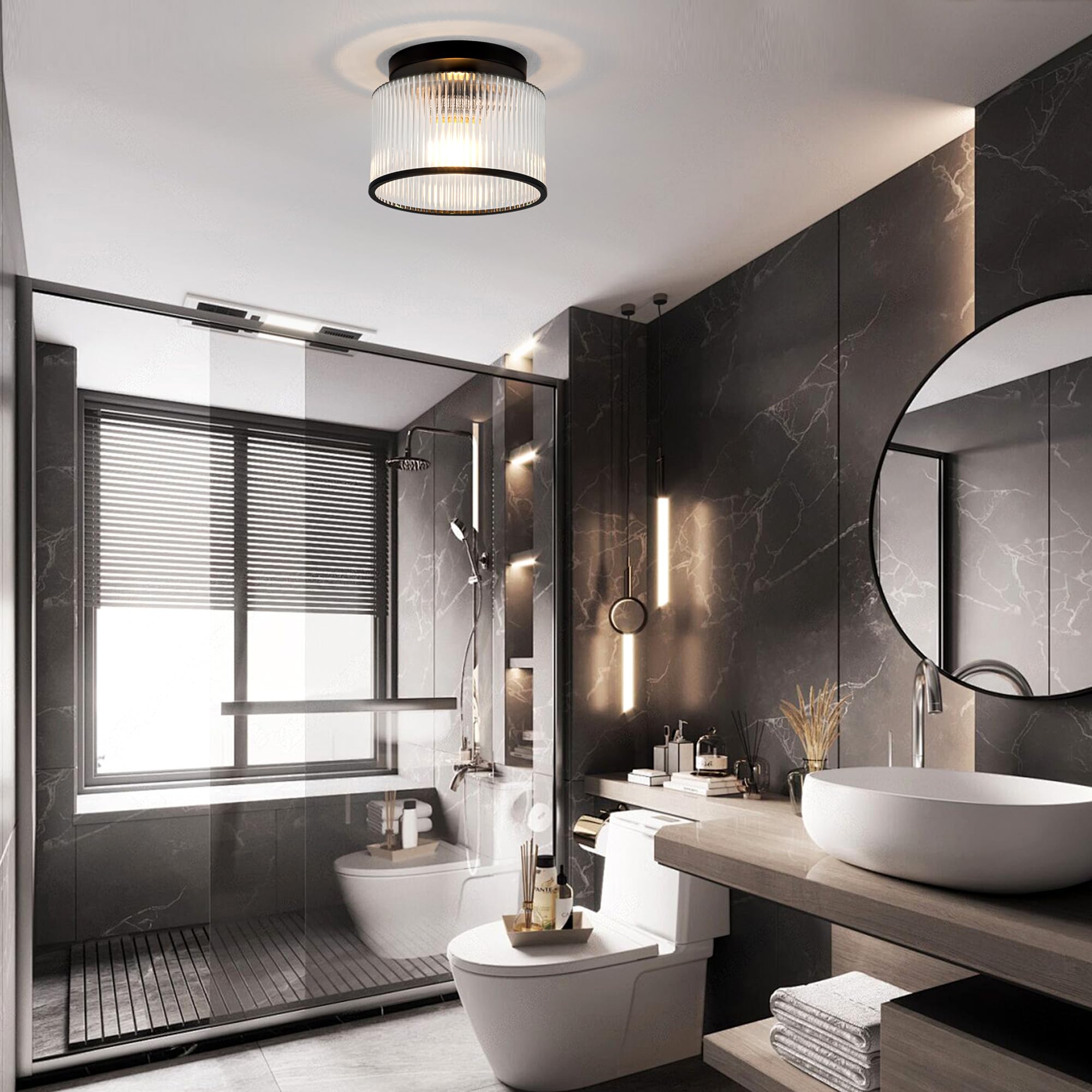 Zlepmlla Semi Flush Mount Ceiling Light Glass Ceiling Light Fixture Farmhouse Hallway Light Fixtures Modern Ceiling Lights For E