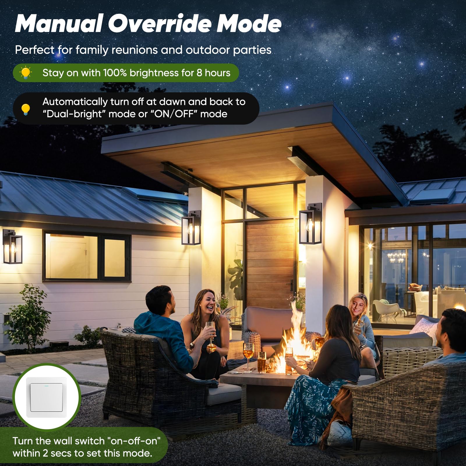 BesLowe 2-Pack Motion Sensor Outdoor Wall Lights, 13in Brown Metal Dusk to Dawn Lanterns, 3 Lighting Modes for Porch, Patio, Garage