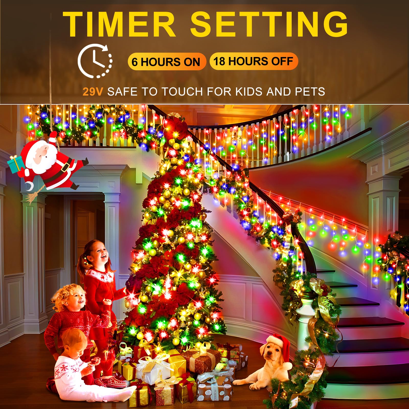 Knonew 400 Led 43Ft Multicolor Outdoor String Lights With 75 Drops, 8 Modes, Connectable, Timer & Memory Function, Water Resista