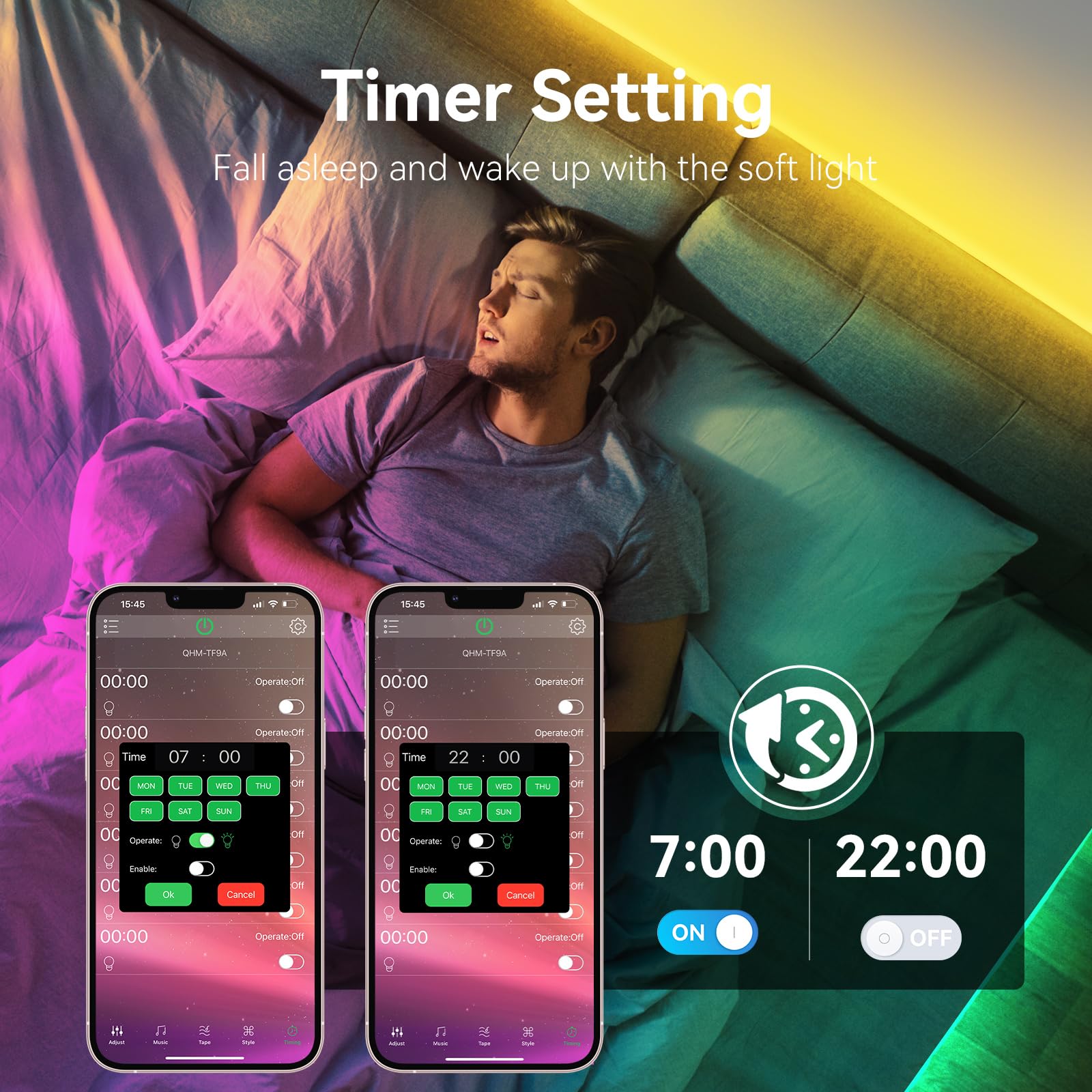 Shrightled Led Lights For Bedroom 130Ft (2 Rolls Of 65Ft) Music Sync Color Changing, Bluetooth Rgb Led Strip Lights With Remote