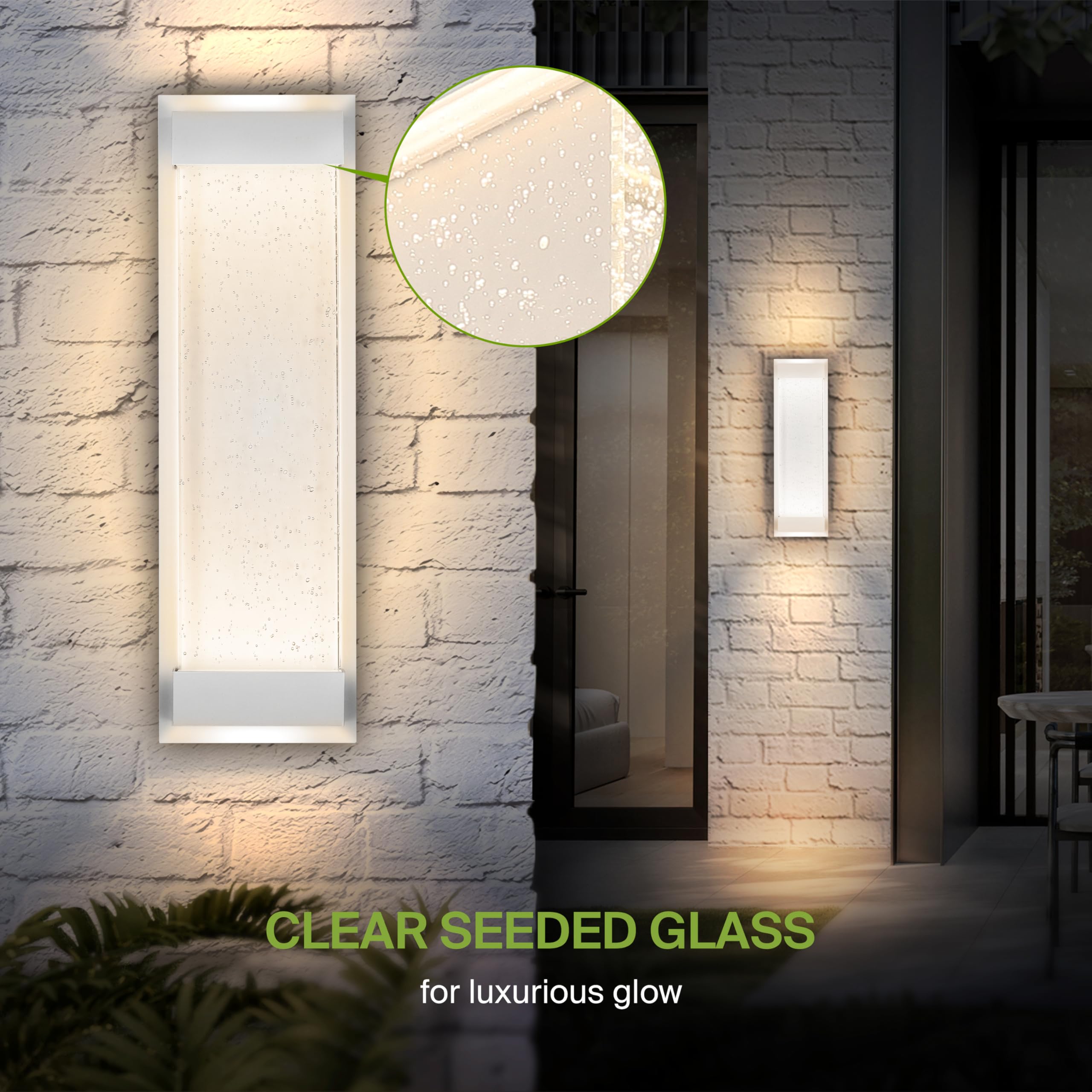 ASD 18" LED Bubble Glass Wall Light Fixture - Waterproof, Dimmable, Up-Down Glow, White, Model A-LWS28SMV18D22WH