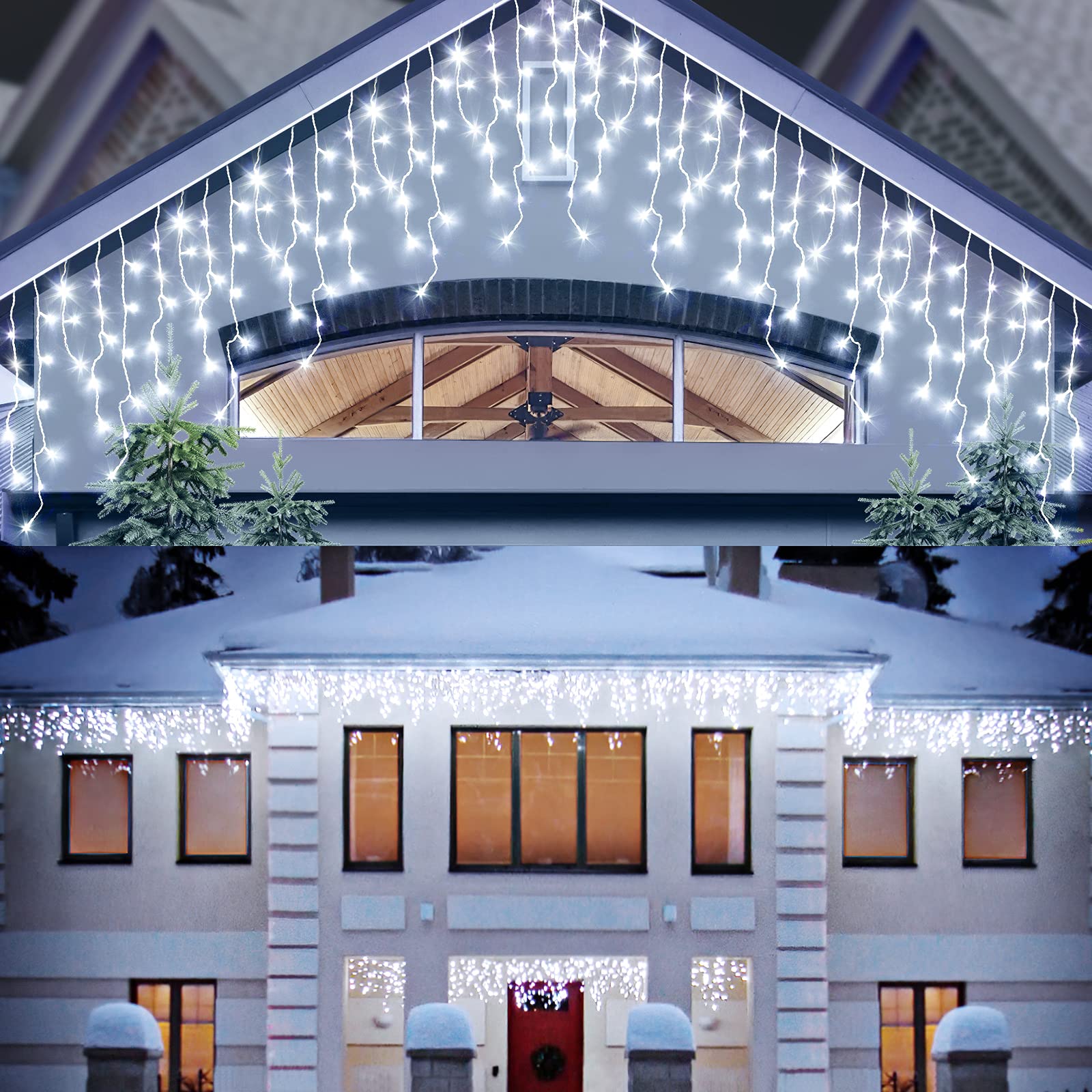 AGIRL 400 LED Icicle Lights Outdoor, Waterproof Fairy String Lights, 32.8Ft, White, Model GP-SW240DC0250-IP44