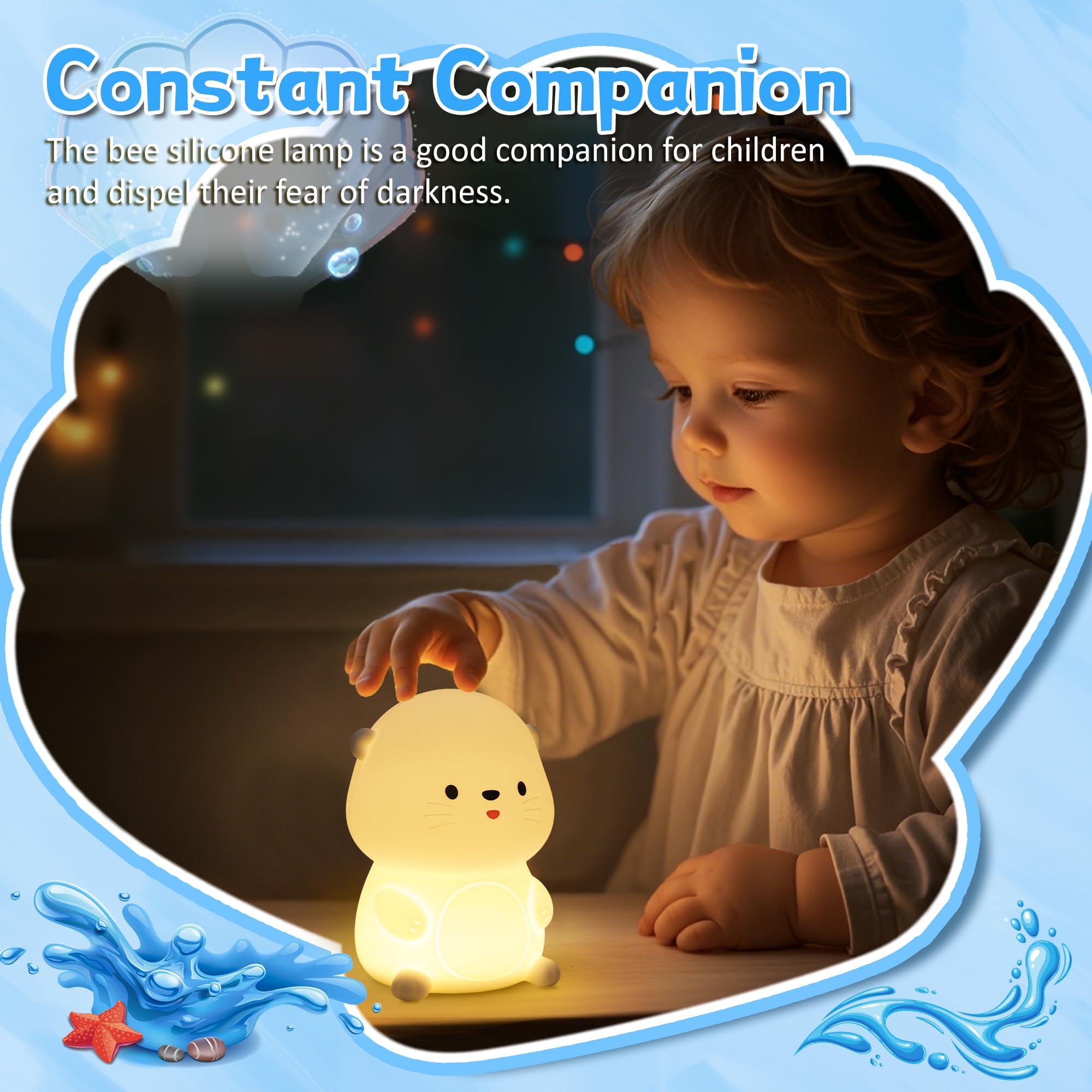 OkiyiD Otter Night Light, Cute Sea Otter Lamp Gifts,Animal Silicone Night Lamp, Cute Room Decor Night Light Birthday Christmas G