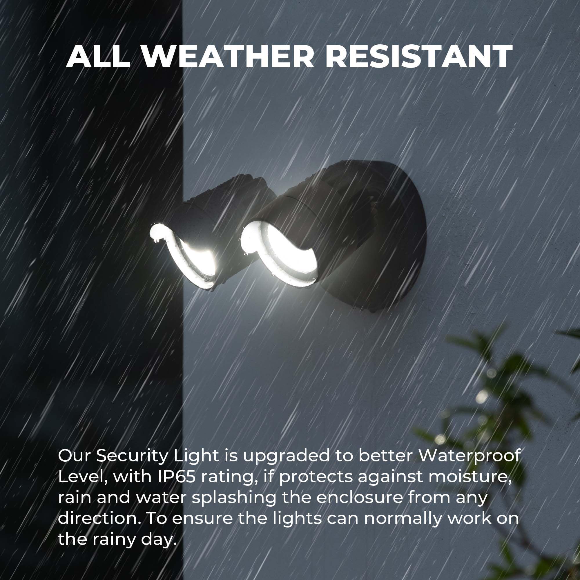 Luxfly 2 Pack Led Flood Lights Outdoor, 34W 3500Lm 5000K Daylight, Ip65 Waterproof Security Lights With 2 Adjustable Heads, Exterior Wall Light For Patio, Garage, Yard (Black-2P)