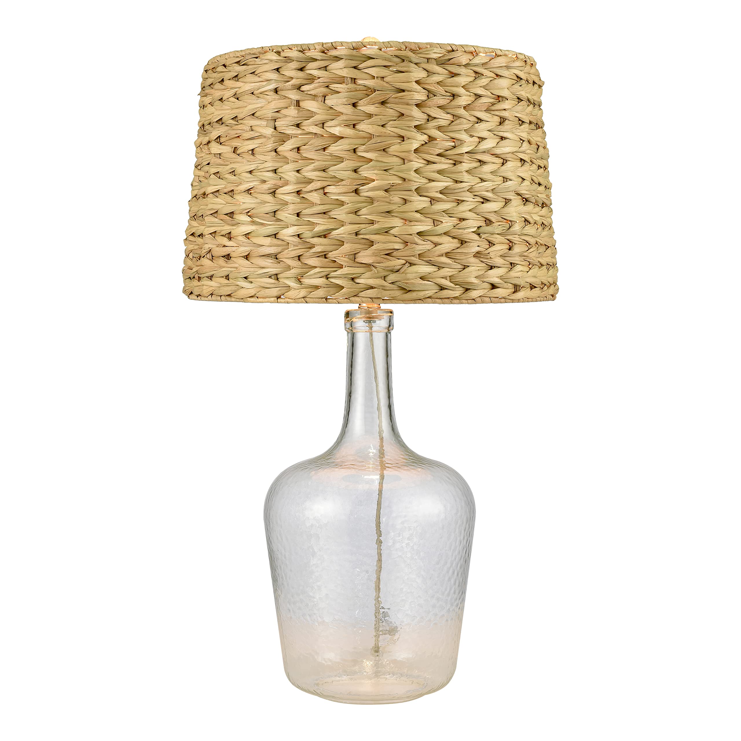 Elk Home Clear Glass Bottle Table Lamp With Seagrass Shade - Elegant Lighting Accent