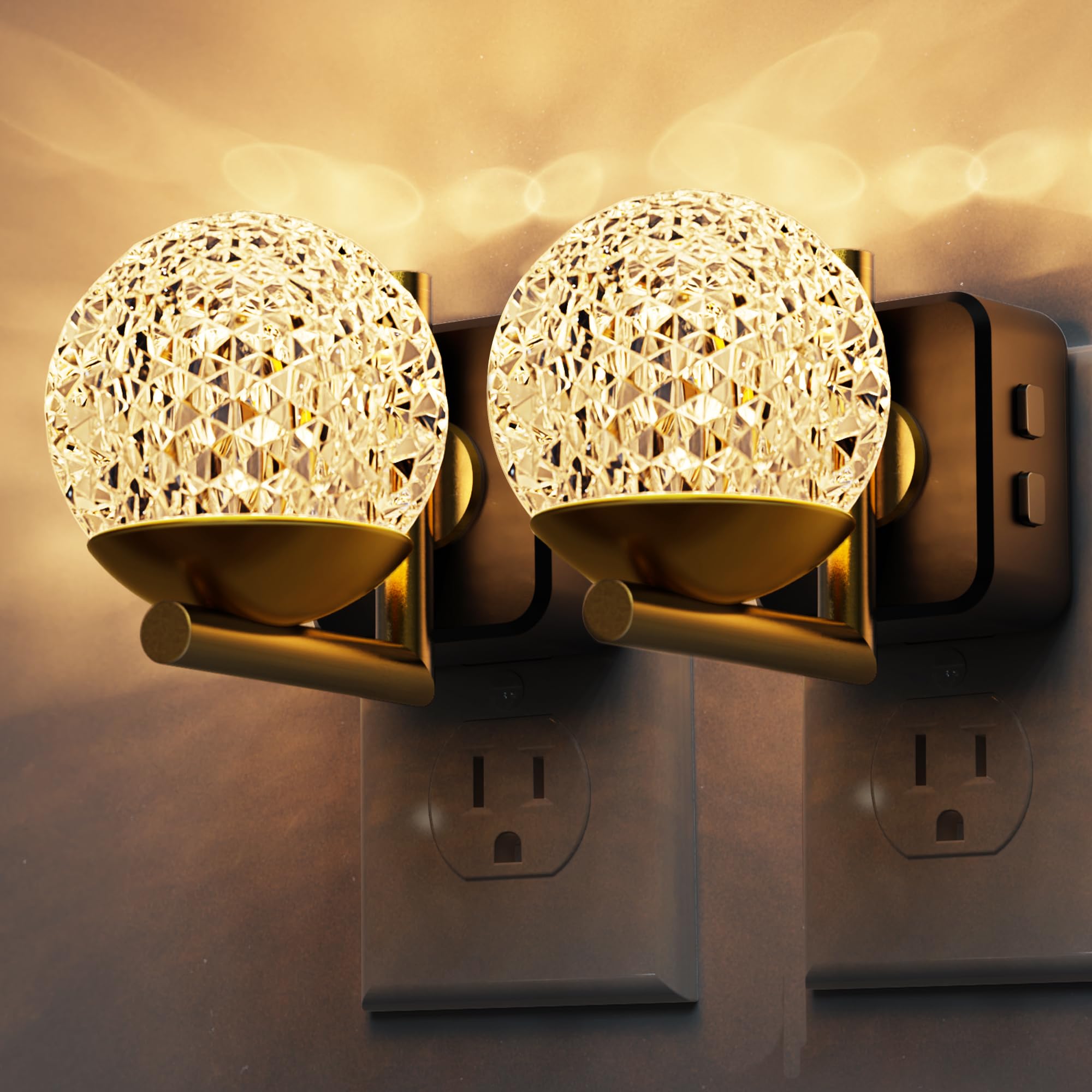 L LOHAS LED Night Lights Plug Into Wall 2 Pack,Dusk to Dawn Sensor,10-Color RGB Dimmable Night Light, 180Rotating Plug in Night 