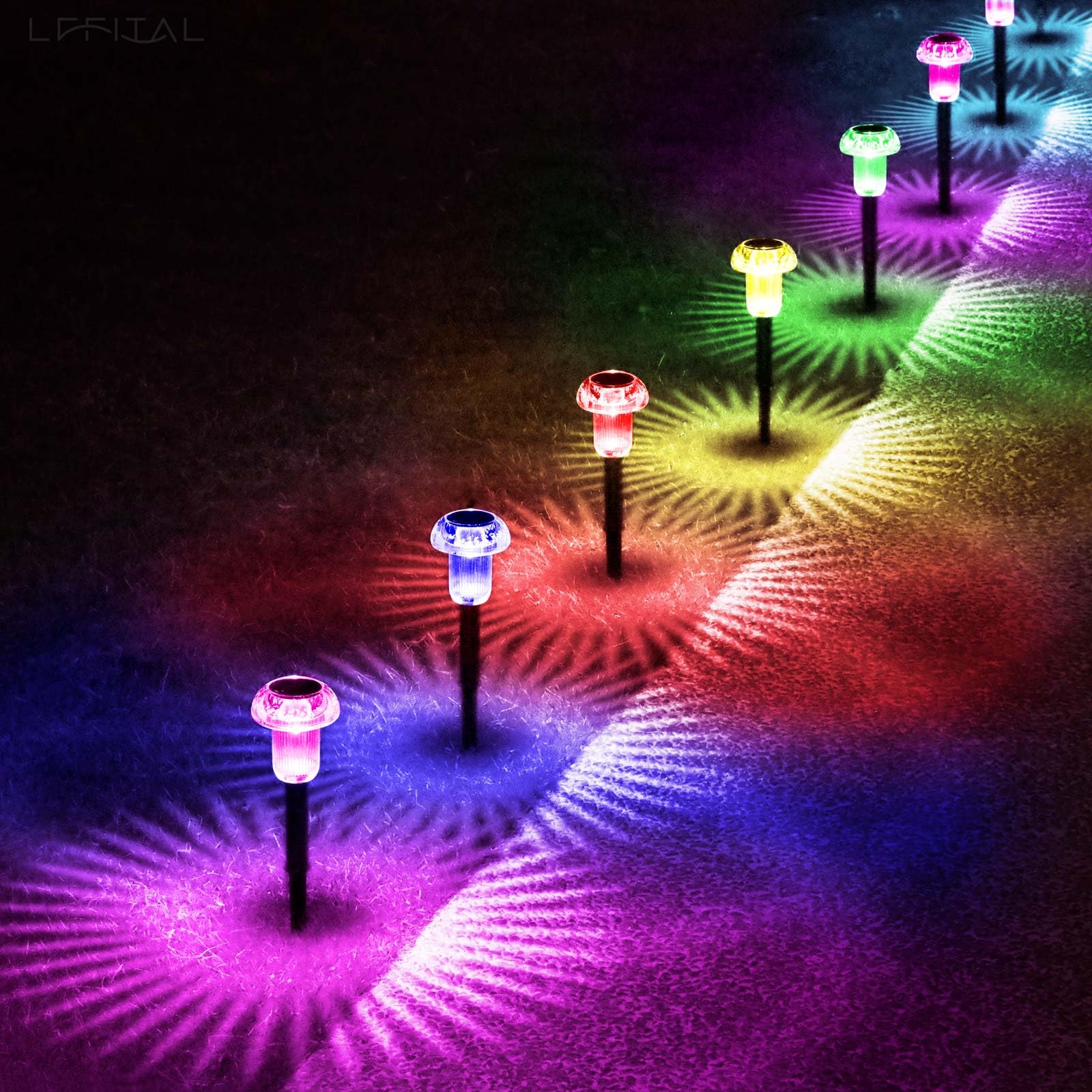 Lffital 16 Pack Solar Lights Outdoor Waterproof Pathway Lights Solar Powered Led Mushroom Garden Lighting Stake For Outside Yard Path Lawn Patio Landscape (Color Changing)