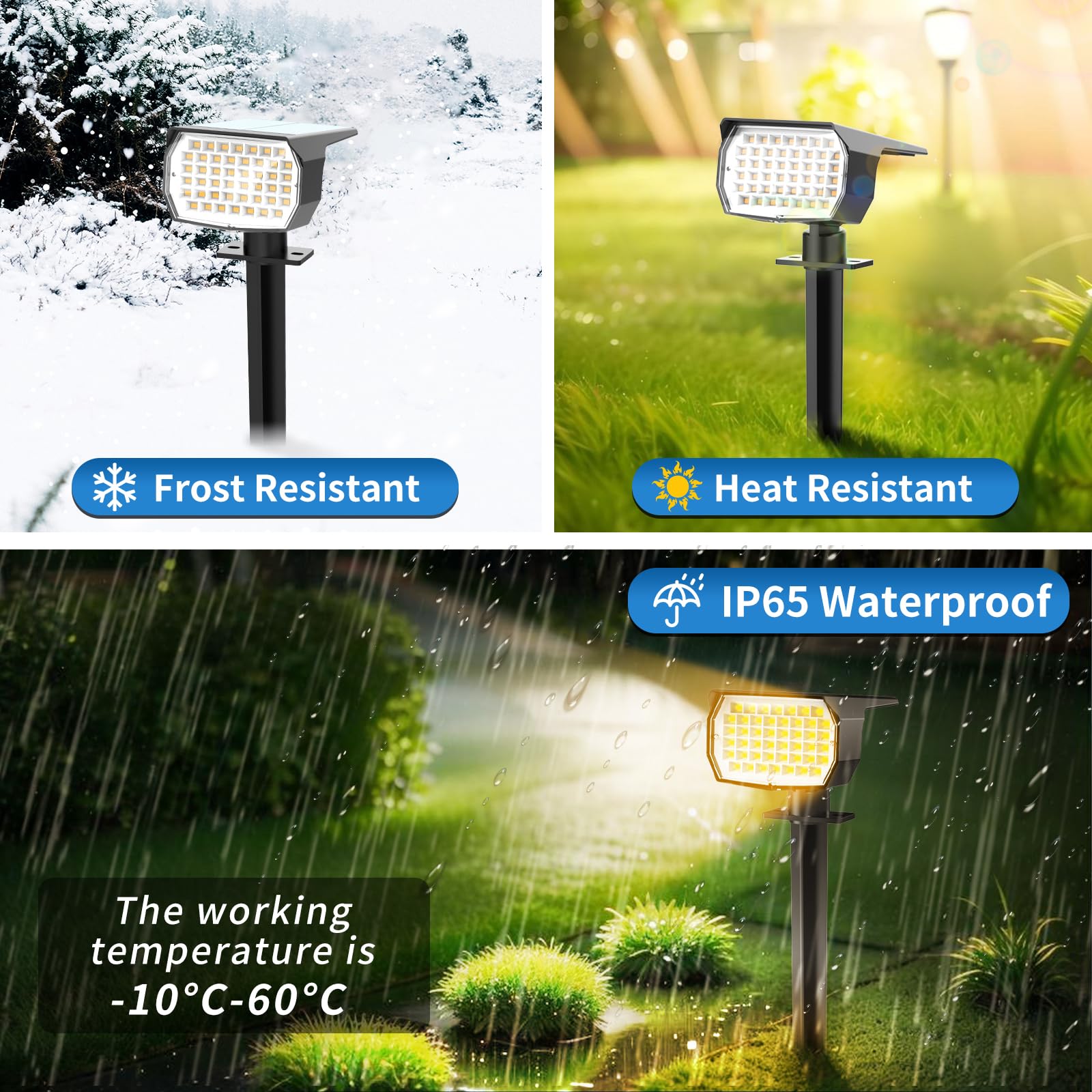 Tadyreal Solar Spot Lights 10 Pack, 46 LED, Waterproof, 3 Modes, Warm White, Auto On/Off, for Yard Garden Pathway