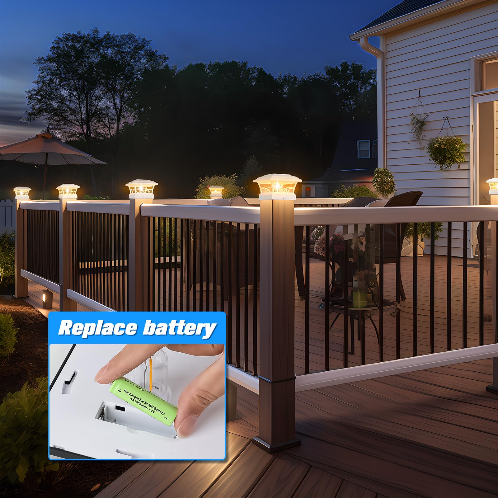 VOLISUN Solar Post Cap Lights Outdoor 8Pack, with Edison LED Bulbs, Fence Post Lights Solar Powered for Garden Fence Deck Mailbo