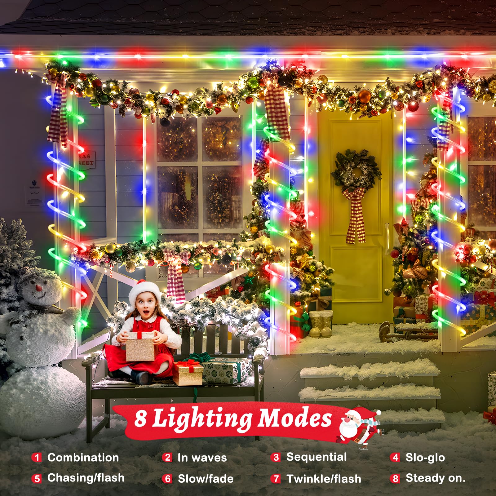 Hezbjiti 2 Pack Led Rope Lights Waterproof Rope Light 197Ft 600 Led Flexible Tube Lights With 8 Modes For Garden Patio Bedroom Party Indoor Outdoor Decorations