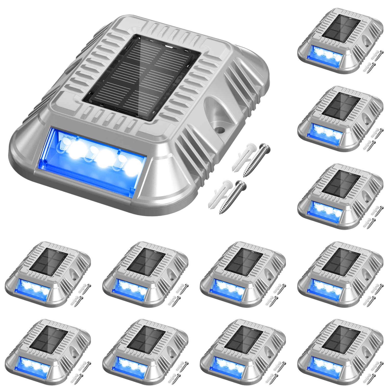 addlon Solar Dock Lights Marine 12 Pack, 2CCT Outdoor Driveway Marker Deck Lights, IP67 Waterproof, Solar Powered Deck Light for