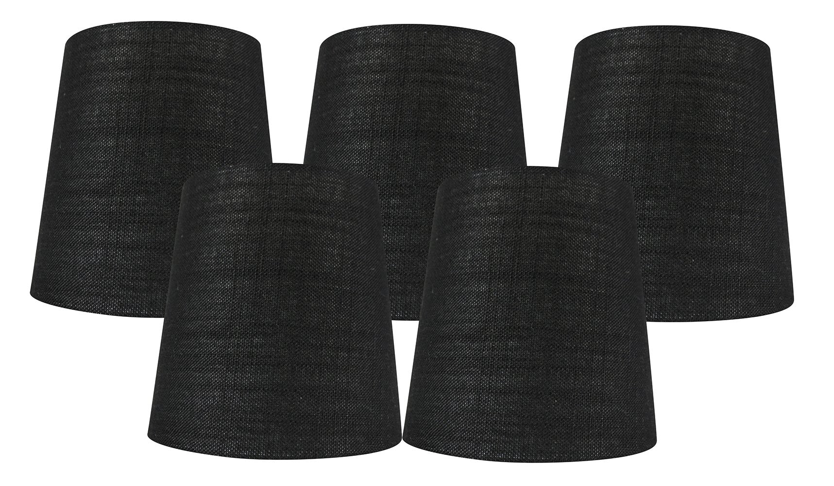 Meriville Set Of 5 Black Linen Clip On Chandelier Lamp Shades, 4-Inch By 5-Inch By 5-Inch