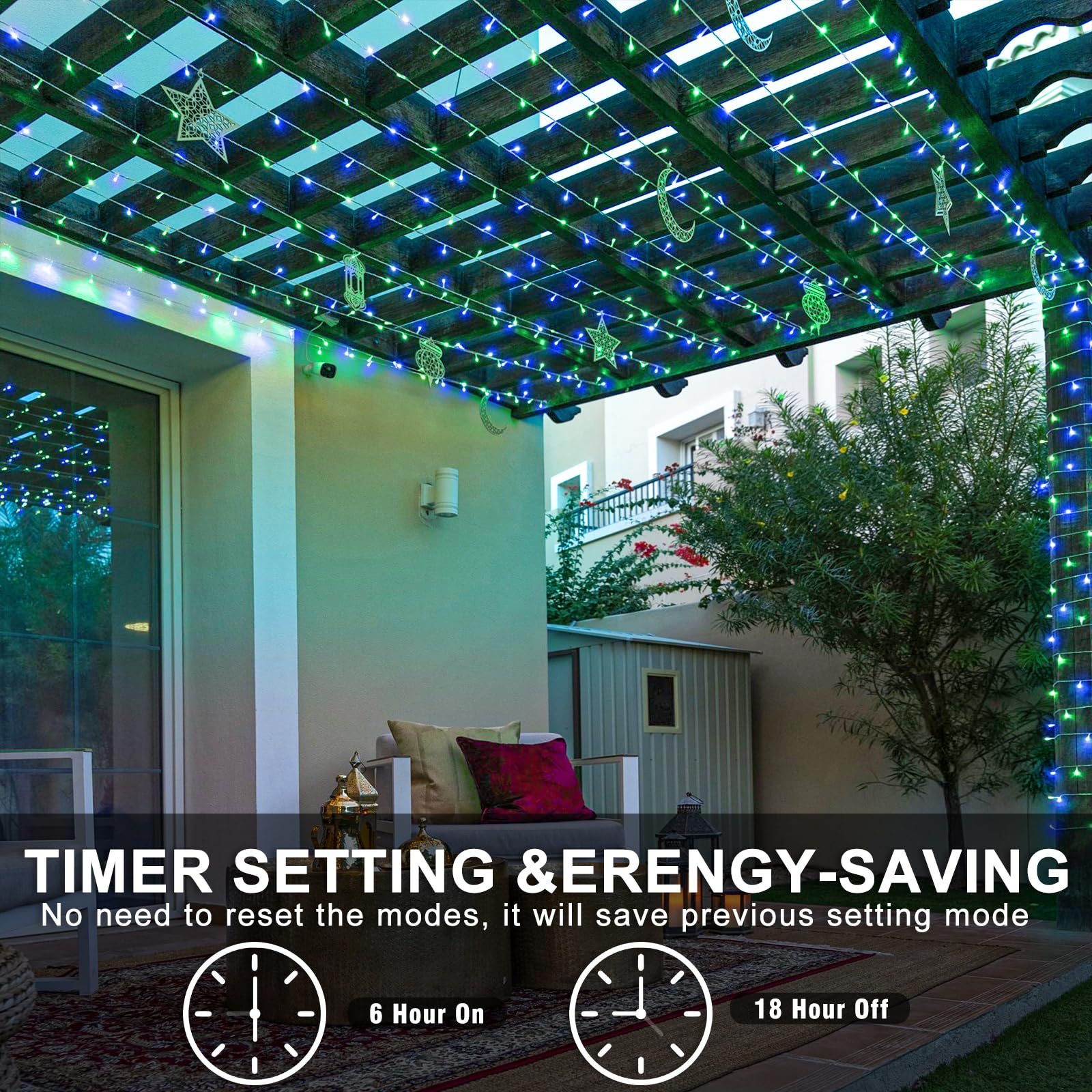 250 Led Blue Green Christmas Lights Outdoor Waterproof  82Ft Clear Wire Christmas Tree Lights 8 Modes Plug In Twinkle Fairy Lights For Indoor Christmas Bedroom Tree Decoration