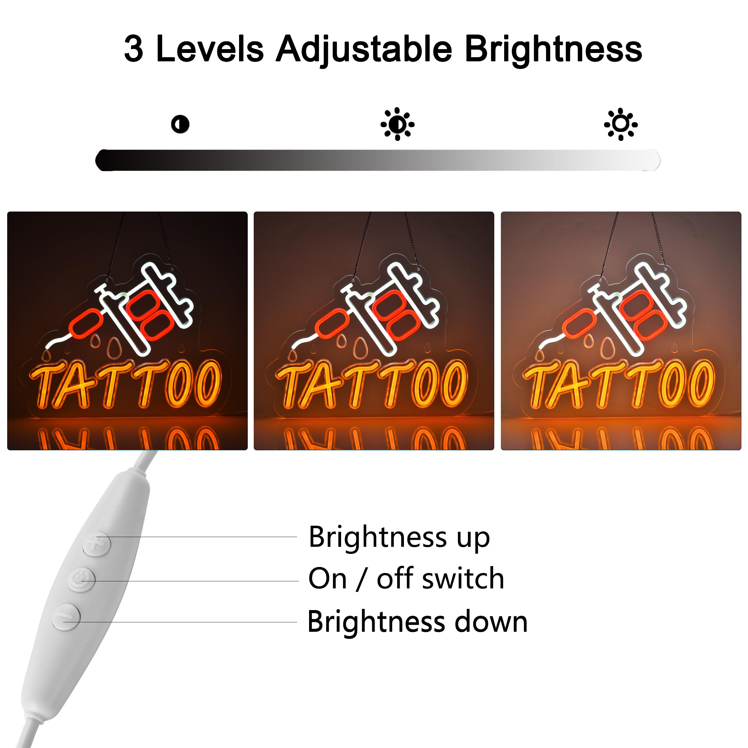 Jomobuty Tattoo Neon Sign For Wall Decor Led Light Up Sign Cool Business Signage For Piercing Shop Beauty Salon Studio 16.1 X 12.6 Led Art Hanging Decorative Gifts
