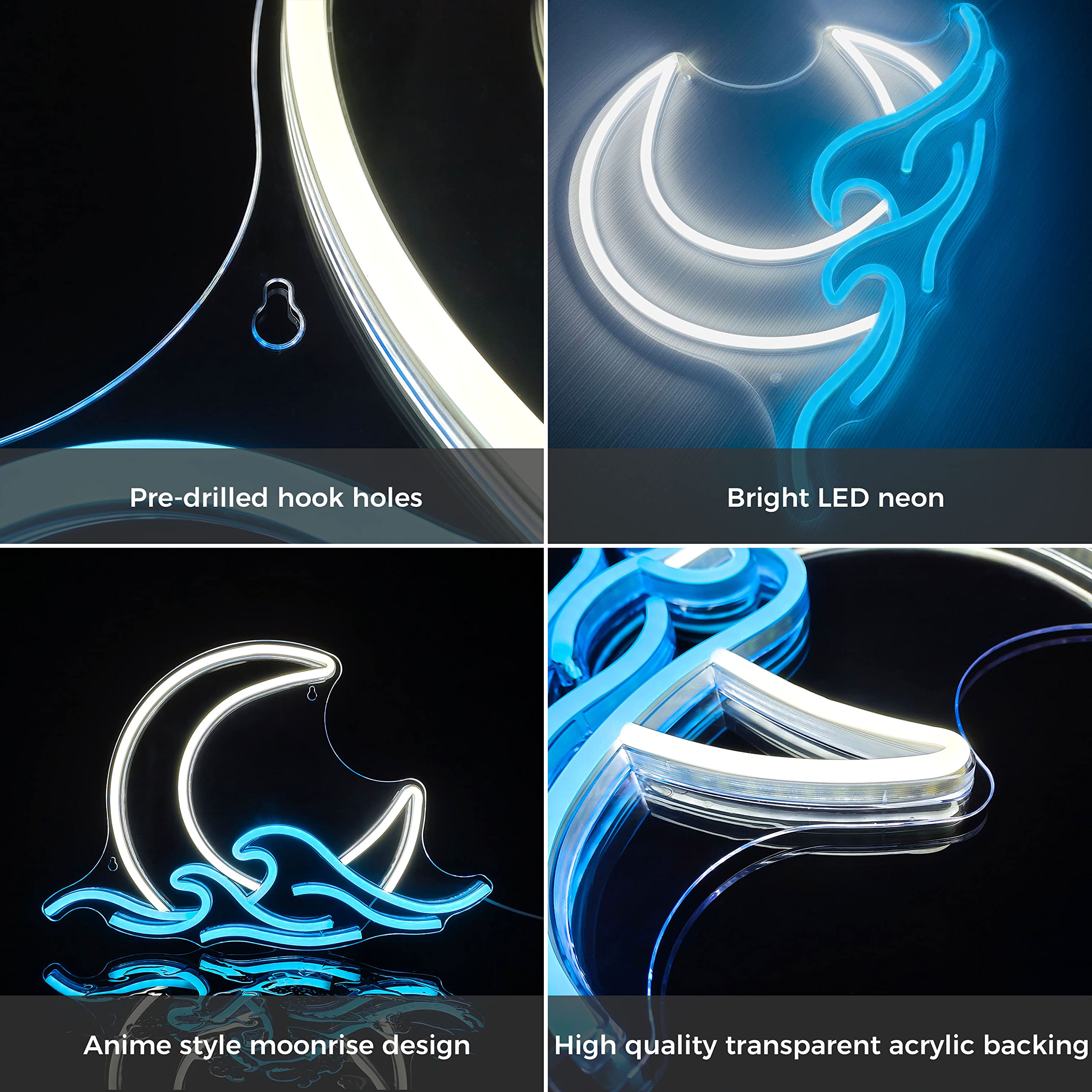 Sunrise Sunset Neon Sign Moon over Sea Neon Light Twilight Wave LED Wall Signs for Room Decor Anime Neon Light Acrylic Moon Sign
