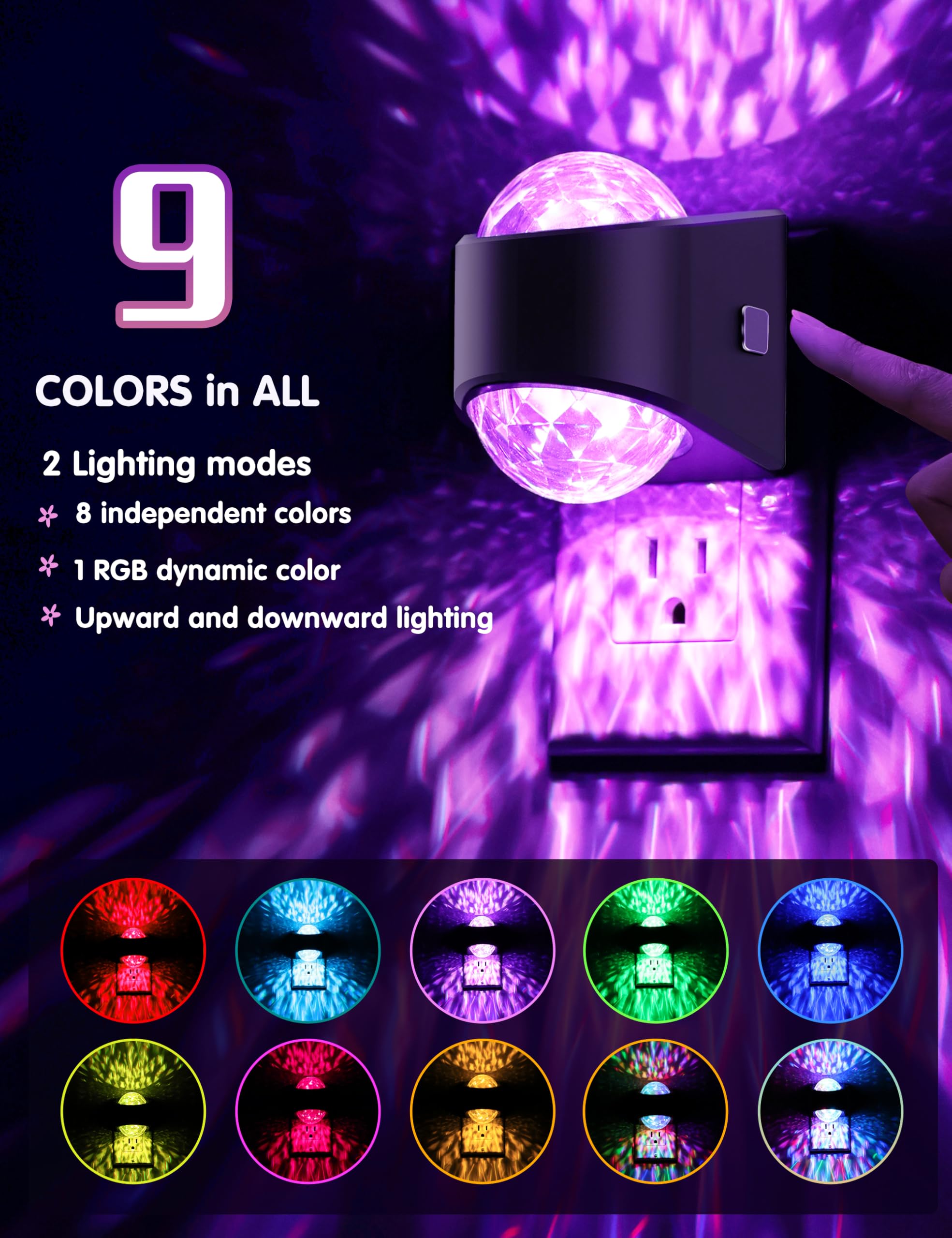 L Lohas Led Night Light For Kids Night Light Projector With Dusk To Dawn Sensor 9 Color Changing  Star Projector Galaxy Nightlight For Playroom Christmas Party Birthday Gifts