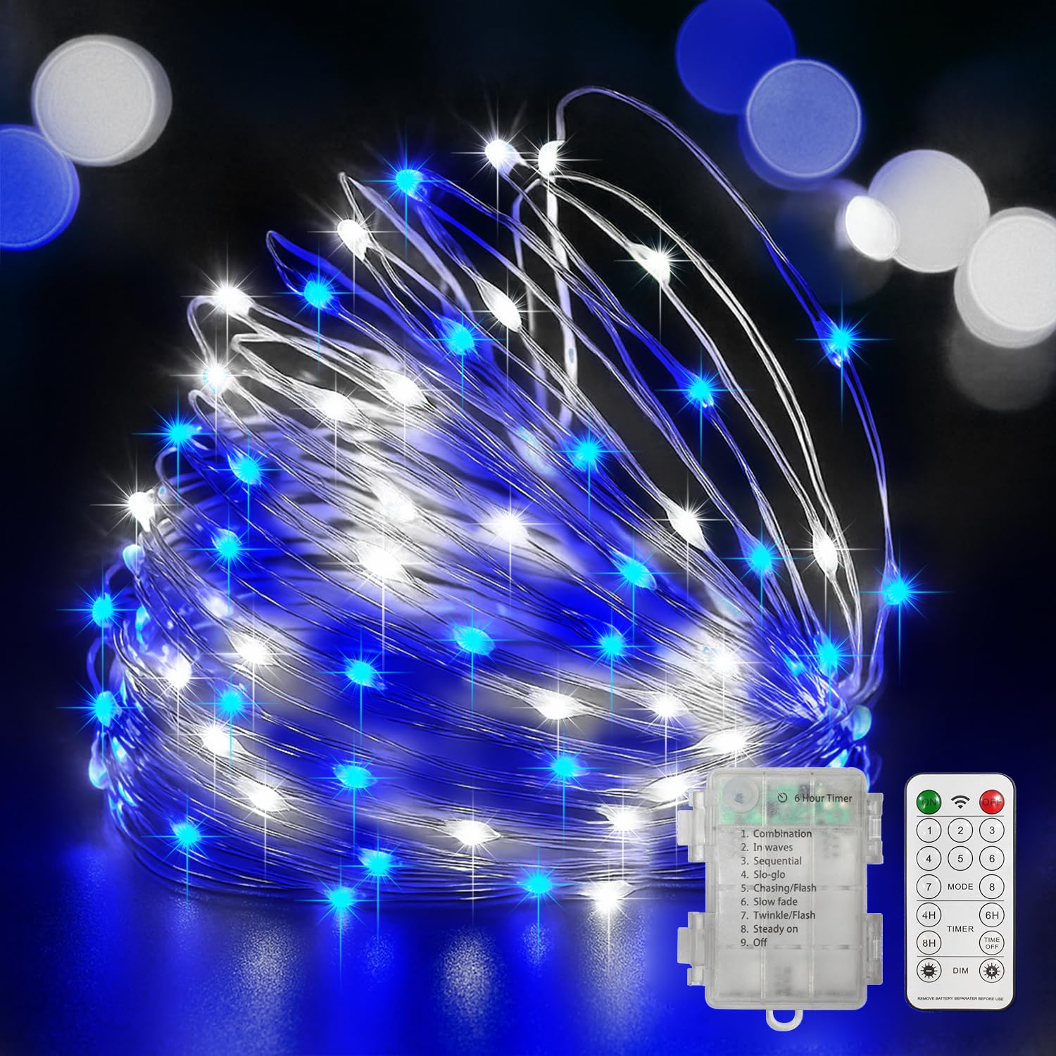 LAMPHOME Purple Fairy Lights  100 LED 33ft Battery Operated Halloween Lights with Remote  8 Modes Twinkle String Light for Halloween Thangksgiving Fall Tree Indoor Outdoor Decoration