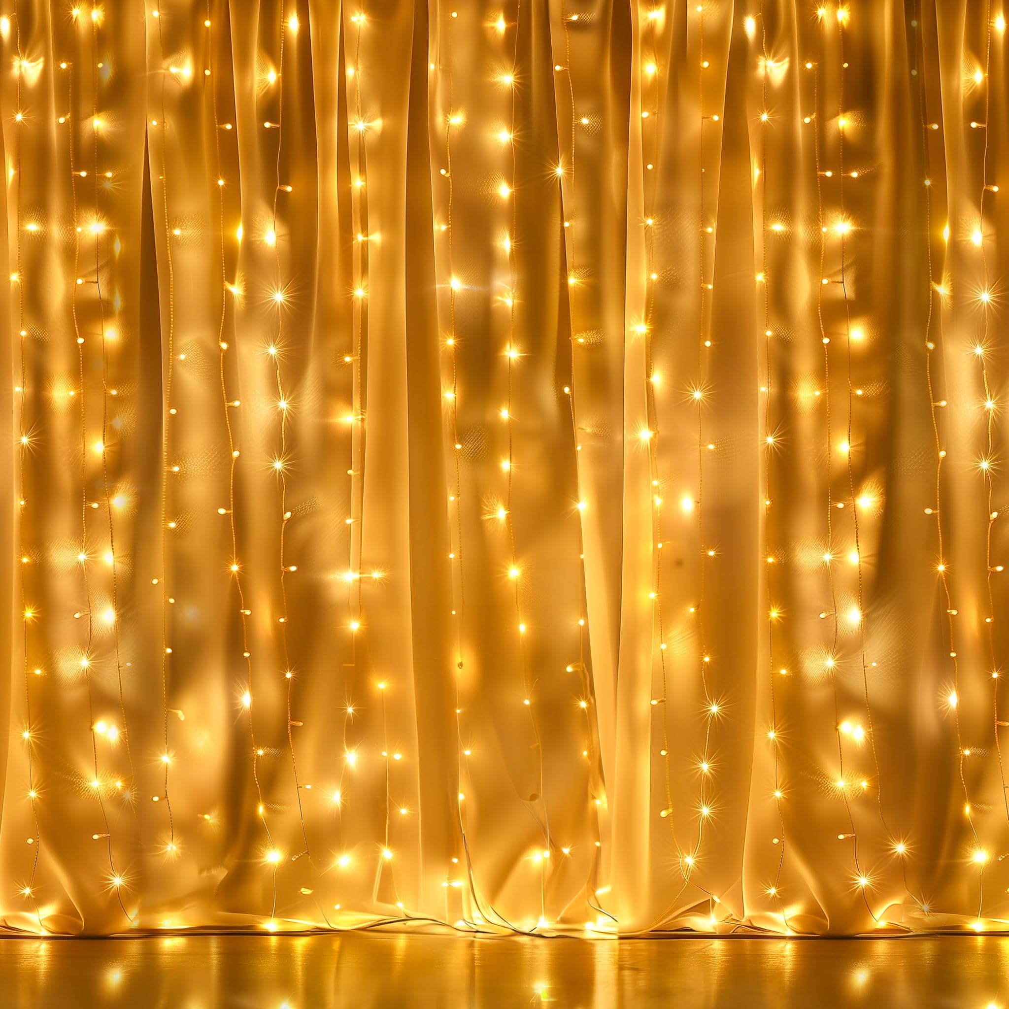 Dazzle Bright 300 Led Curtain String Lights, Christmas Fairy Lights For Bedroom With 8 Lighting Modes, Connectable Waterproof Window Lights Party Wedding Garden Wall Decor, Warm White