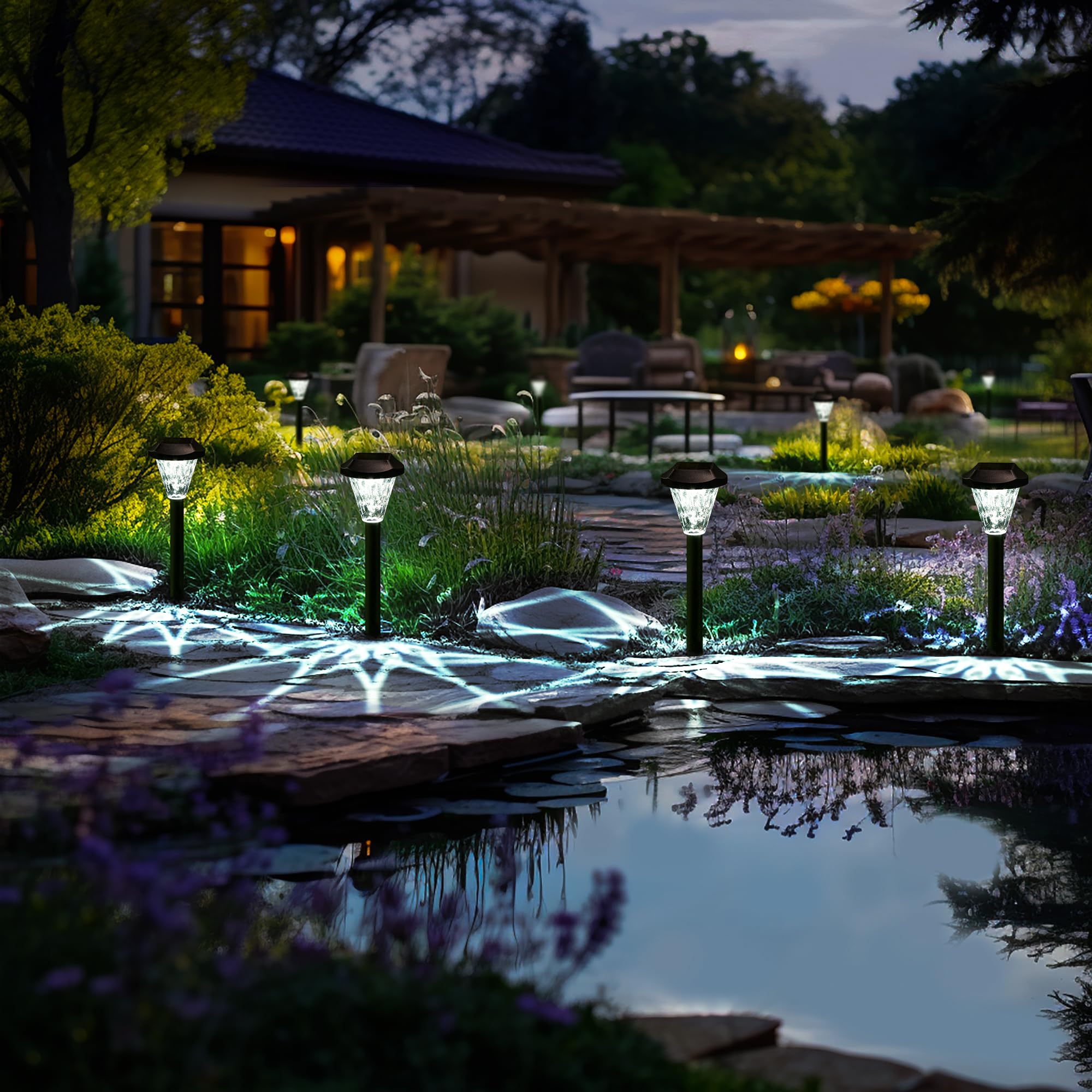 Gigalumi 10 Pack Solar Lights Outdoor Waterproof,New Upgraded Solar Lights For Outside, Pathway Light For Patio,Lawn,Yard, Garde