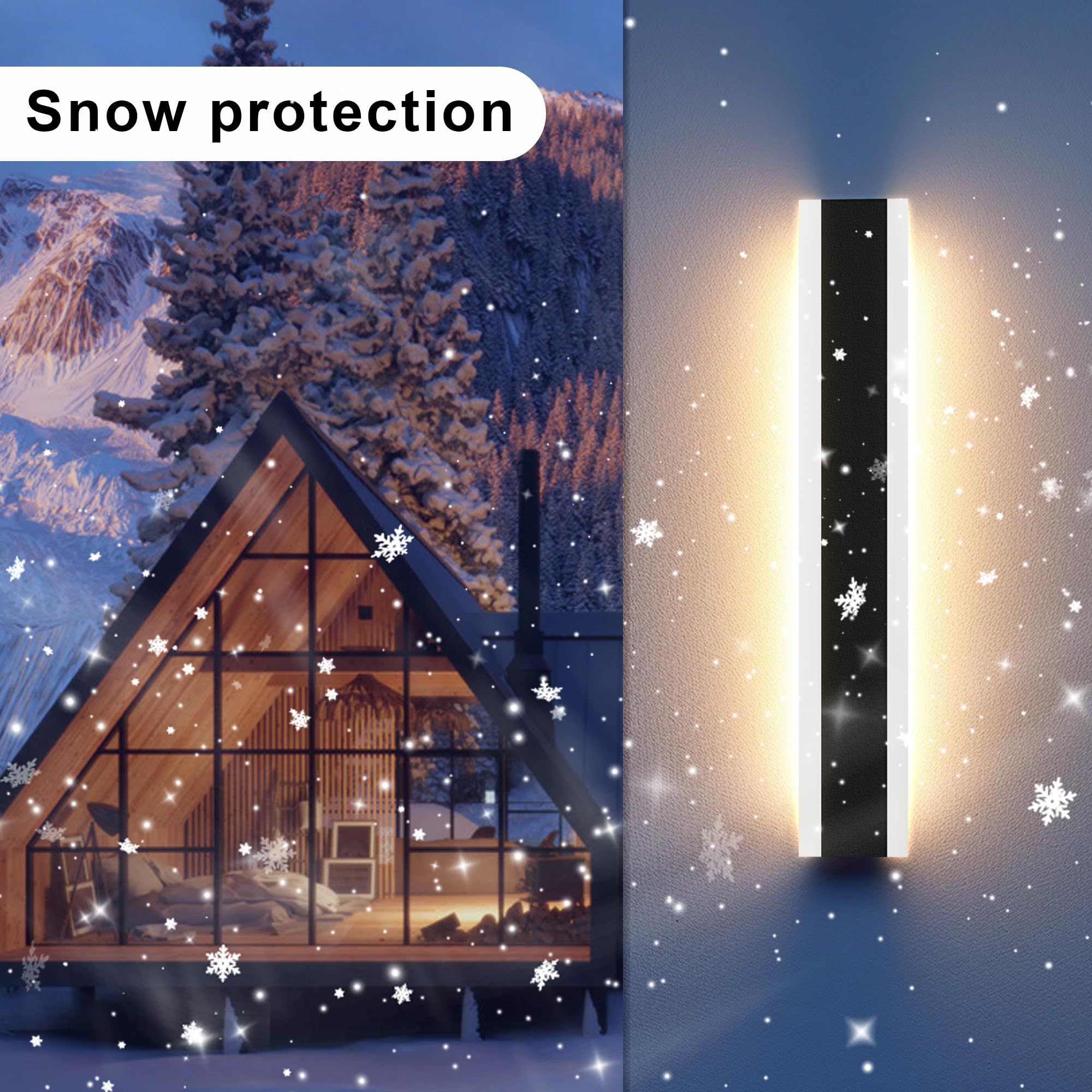 Outdoor Wall Light Fixtures Modern Long Led Wall Sconce Black Exterior Light Fixture Ip65 Waterproof Wall Lamp 25W 3000K Metal Rectangular Wall Lights For Villa Patio,Courtyard,Porch Bedroom,31.5''
