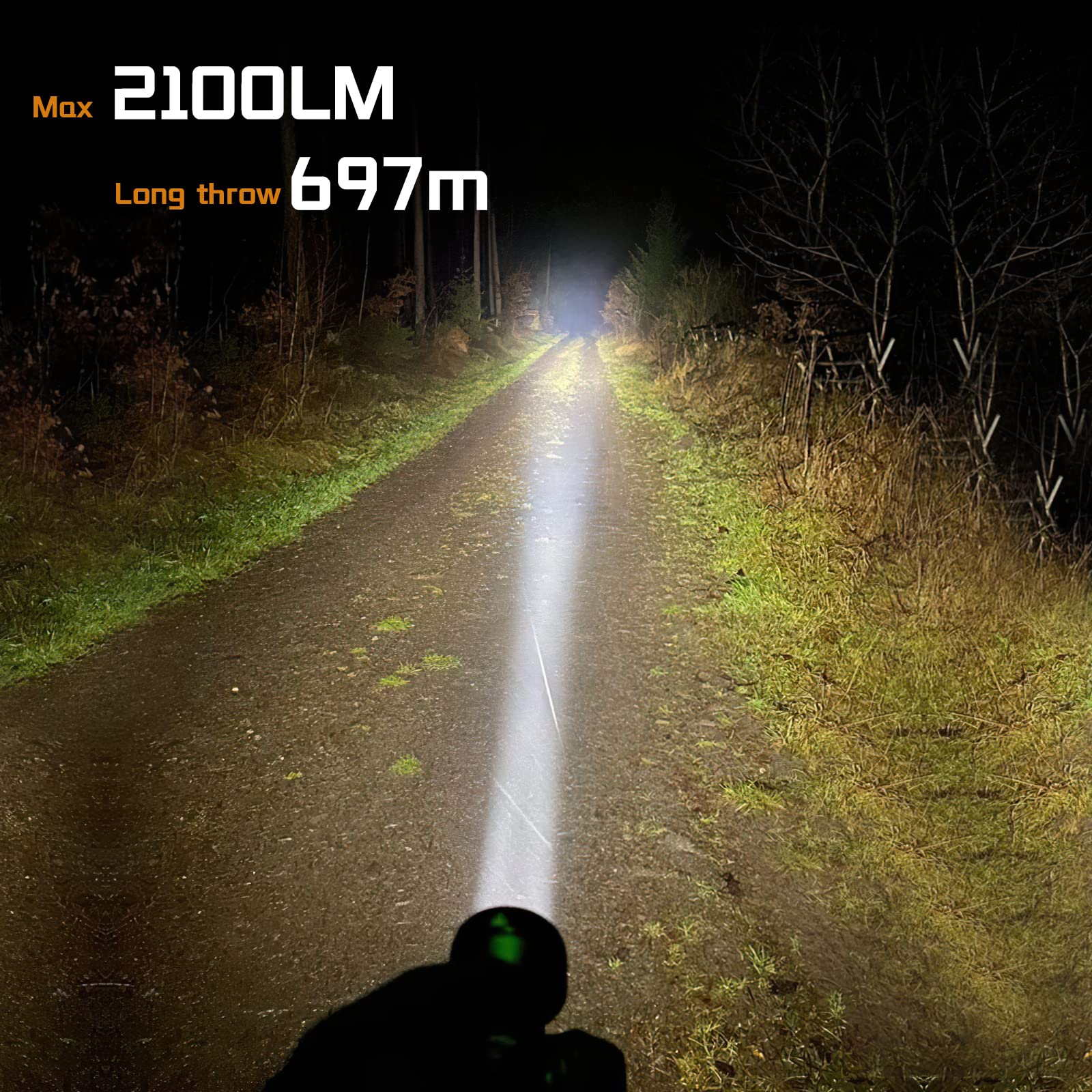 77Outdoor Rechargeable Flashlight If22A 2100 Lumen Sft-40 Led Tactical Light - Black