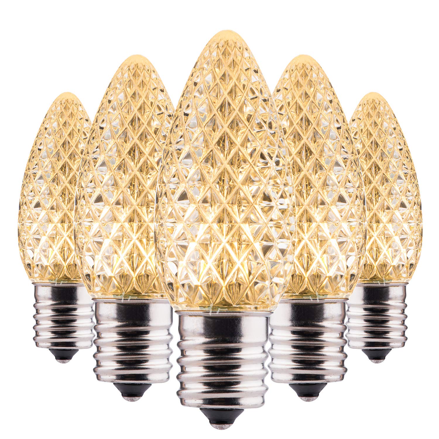 Minetom C9 LED Christmas Light Bulbs, Dimmable Warm White, 50 Pack, E17 Base for Indoor & Outdoor Holiday Decoration
