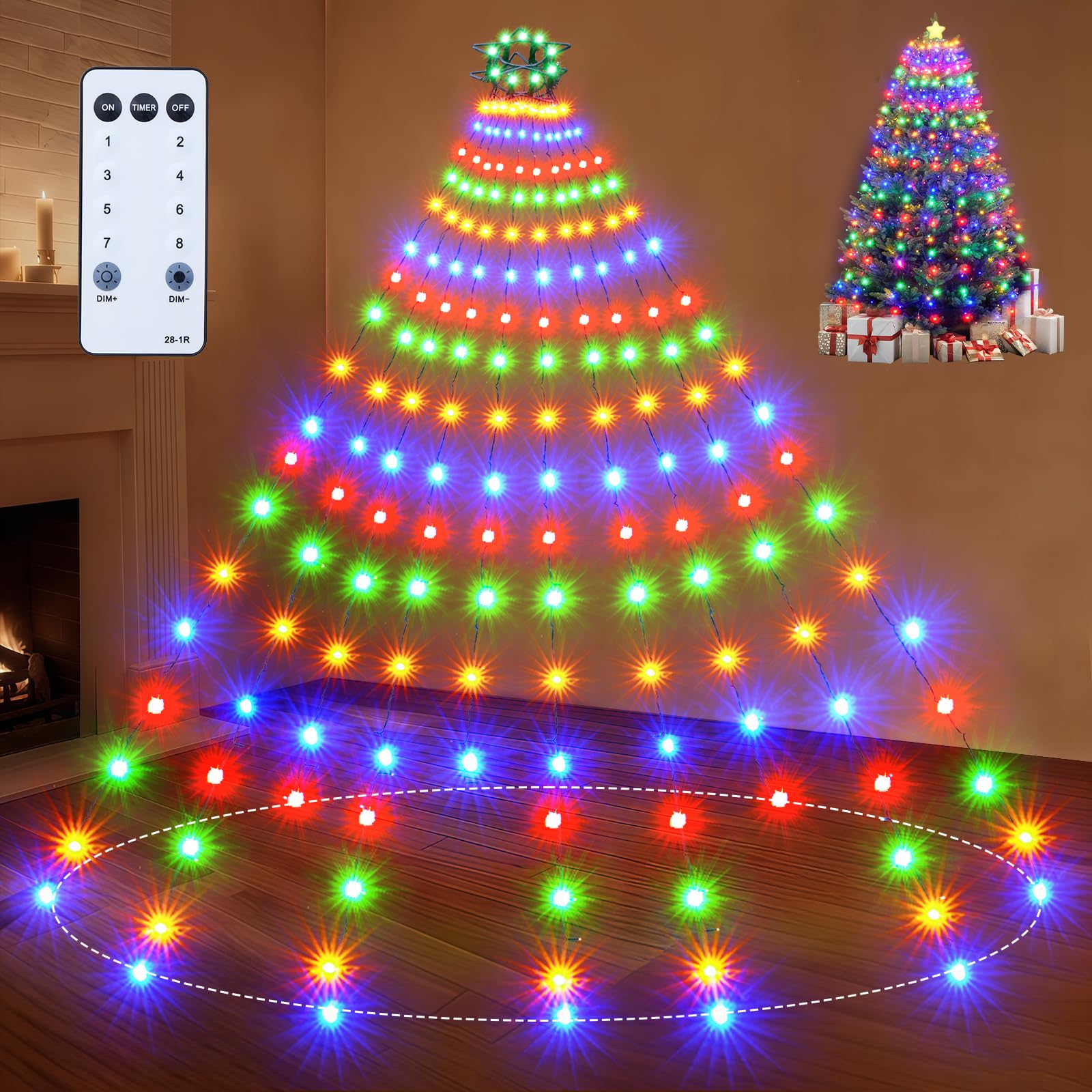 Christmas Tree Lights Christmas Lights Outdoor Indoor Multicolor 400Led 10 Lines with 8 Light Modes  Timer and Remote Control  Waterfall Lights for Wedding Home Party 6Ft-9Ft Xmas Tree Decorations