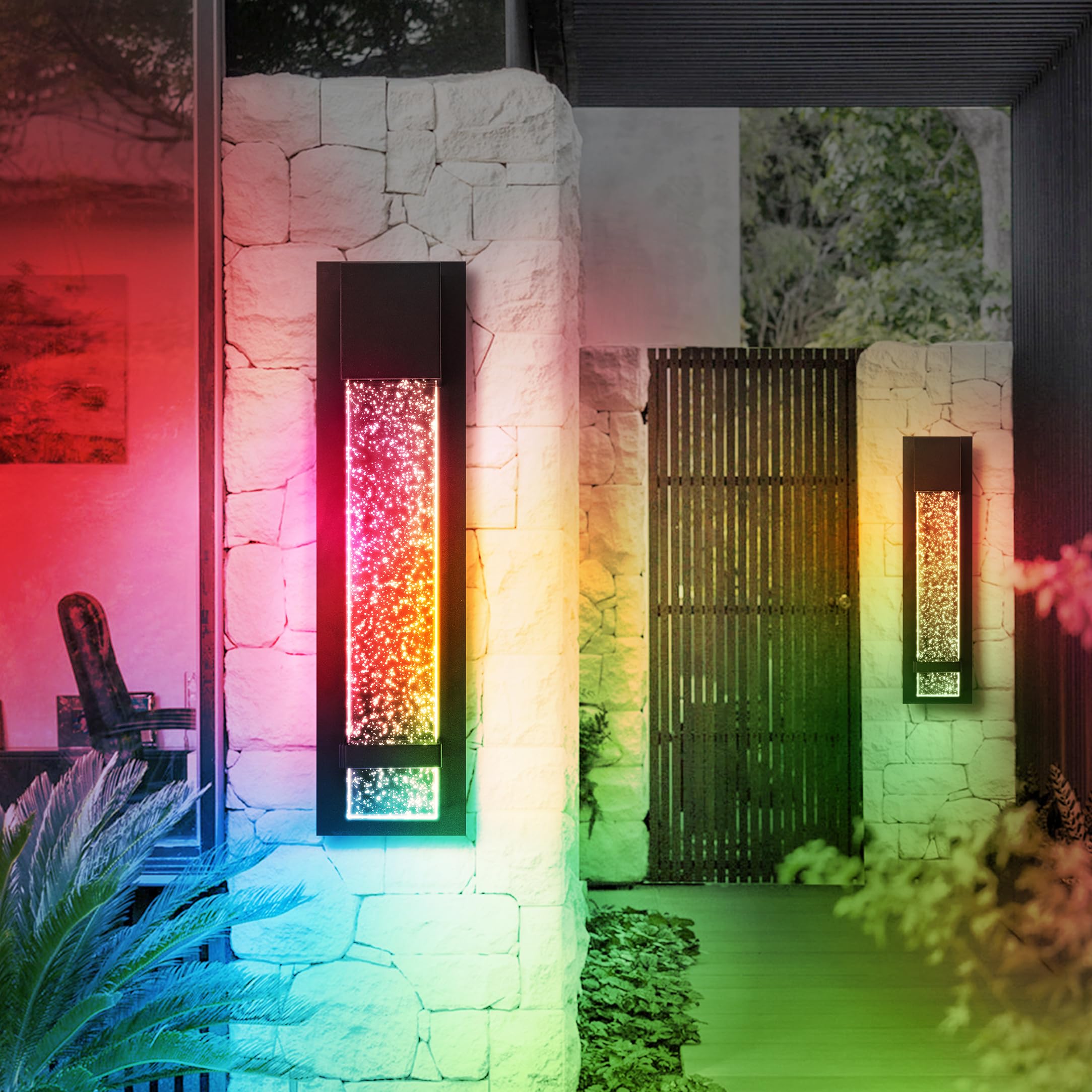 ASD LED 18 Bubble Glass Wall Light Fixture, Outdoor & Indoor Seeded Sconce | RGBW, Waterproof, ETL Listed | 9W 250LM 3000-5000K 