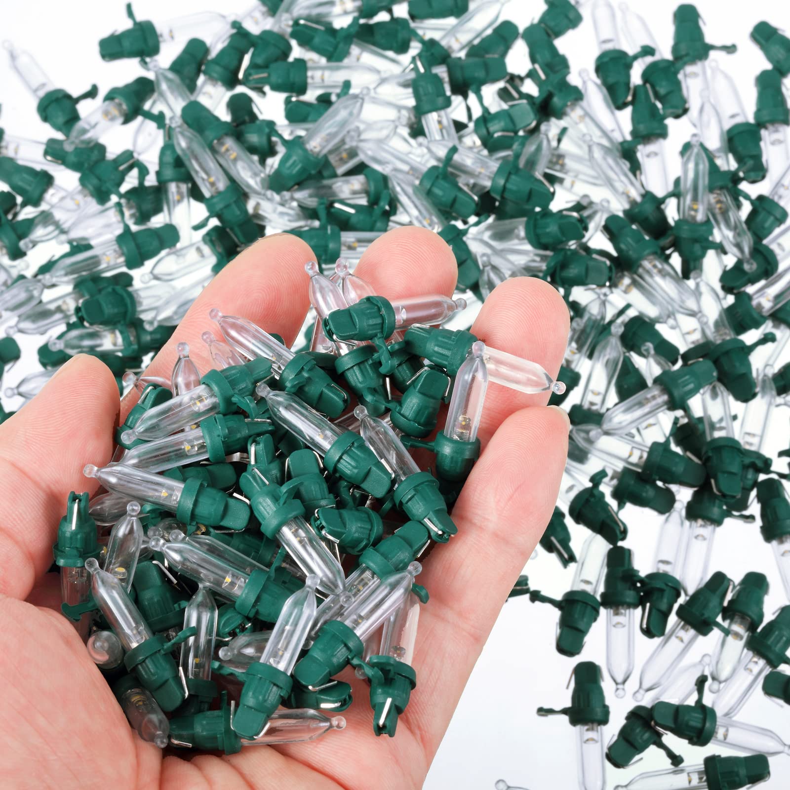 Remagr 120 Pcs Mini LED Replacement Bulbs, Green Base, Cold White, for Christmas Outdoor String Lights and Garden Party Decor
