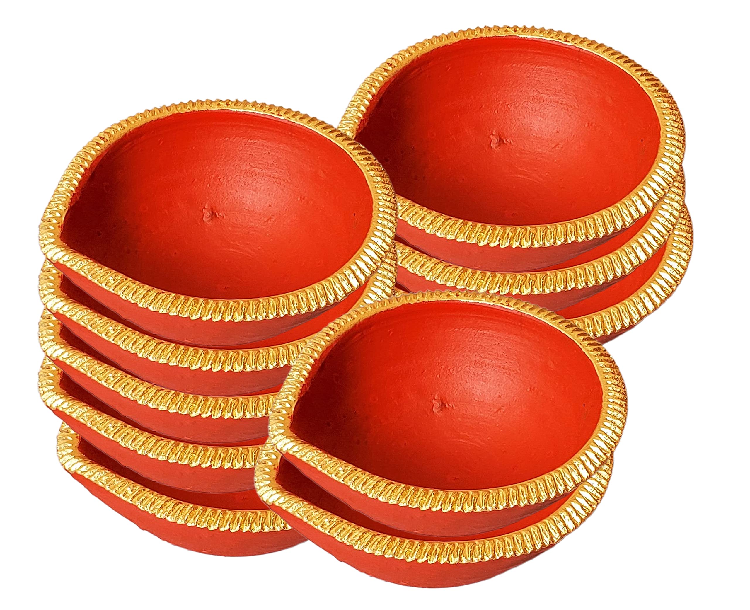 Pure Source India Terracotta Handmade Decorative Diya's, 3 Inch, 6 Pieces, Multicolor