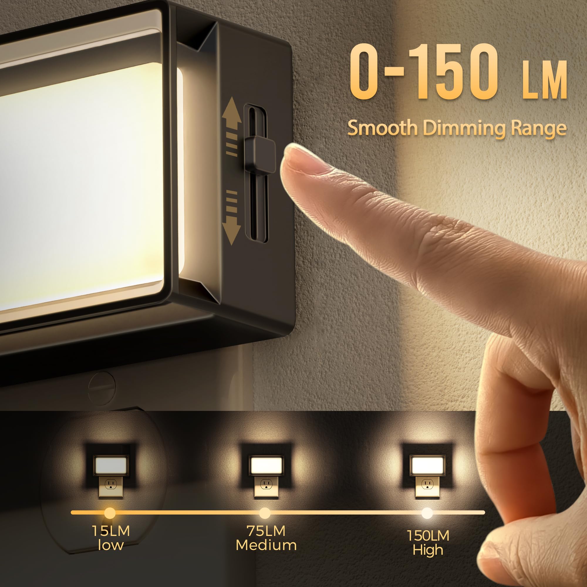 Doresshop Led Night Lights Plug Into Wall, Plug In Bright Nightlight, 0-150Lm,2 Watt Brightness Adjustable Dimmable Night Light,