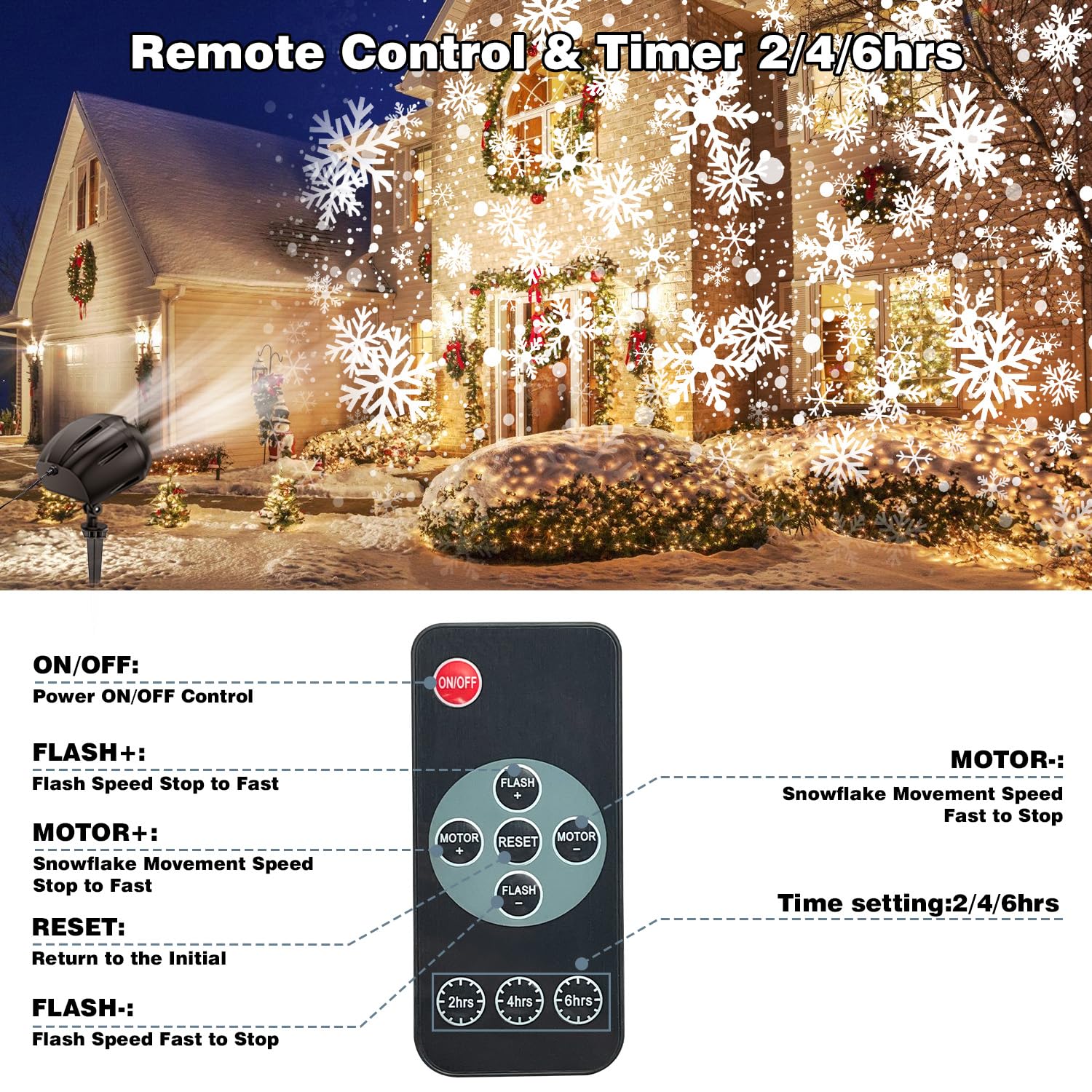 Snowflake Projector Lights Outdoor, Ip65 Waterproof Owl Shaped Dynamic Led Christmas Projector Lights Outdoor With Remote Contro