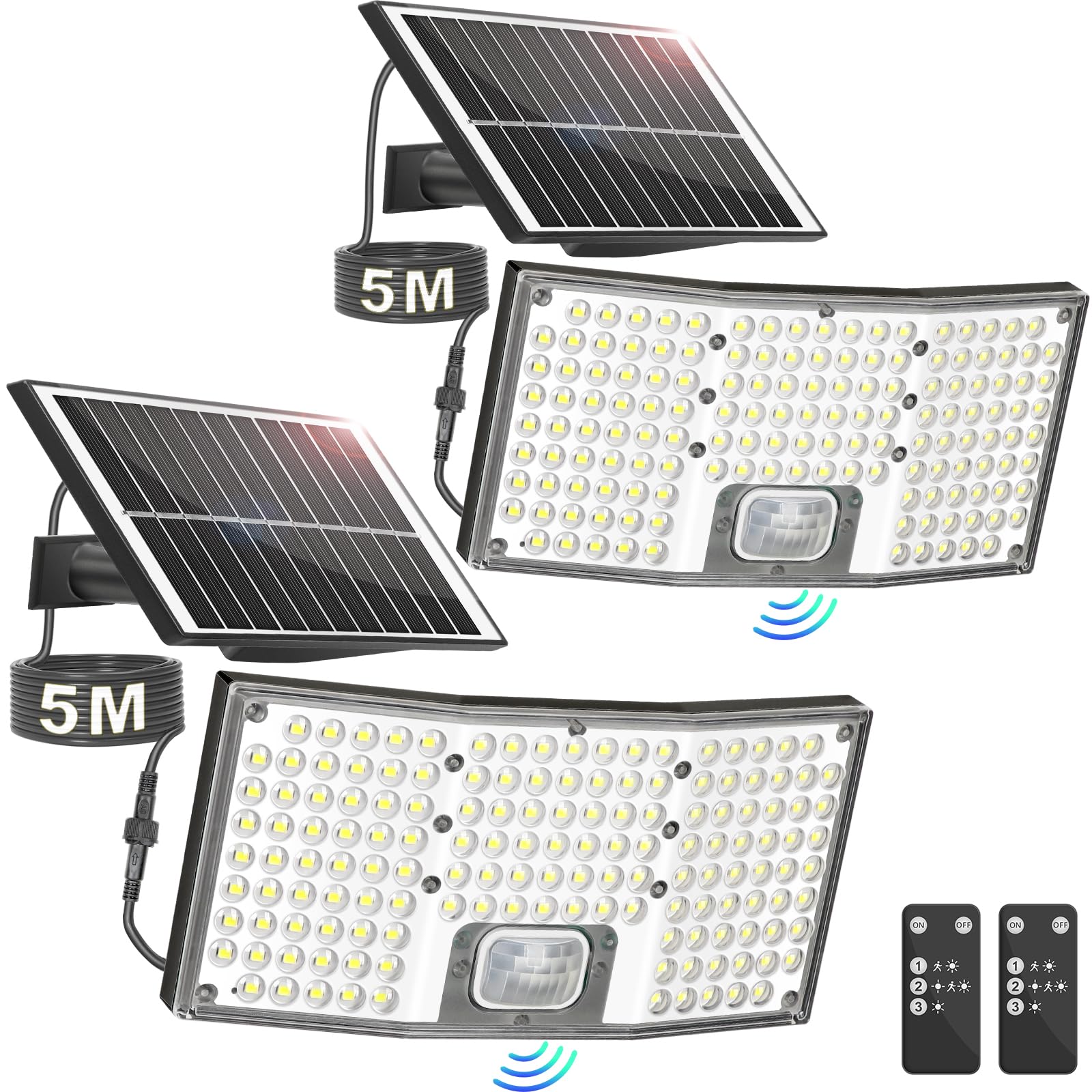 Tobusa 292 Led Solar Outdoor Lights With Motion Sensor & Remote, 4000Lm, 3 Modes, Ip65, 