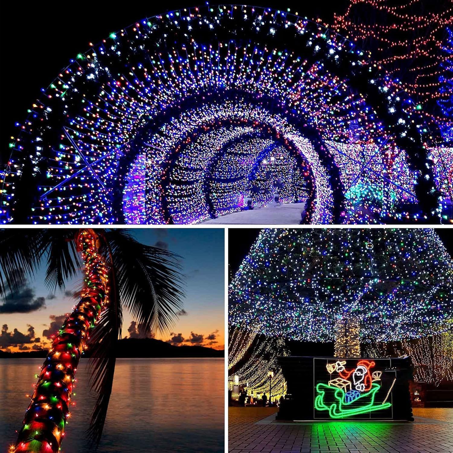 Albelt 4 Pack Solar Christmas Lights, 170 FT, 480 LED, Waterproof, 8 Modes, Multicolor, Model SSLGW