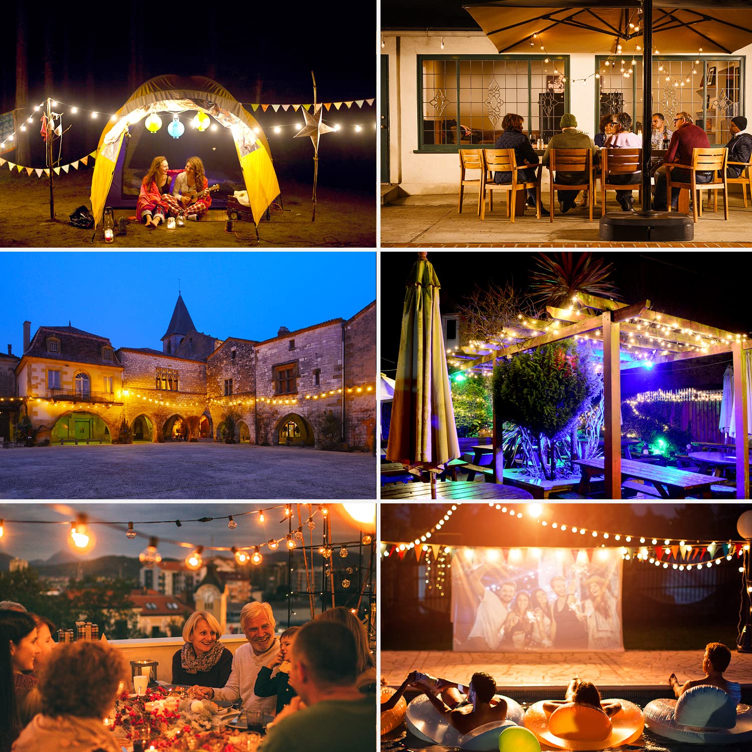 Daoneg 120Ft Outdoor G40 Led Globe String Lights, 60 Waterproof Bulbs, Patio & Garden Decor