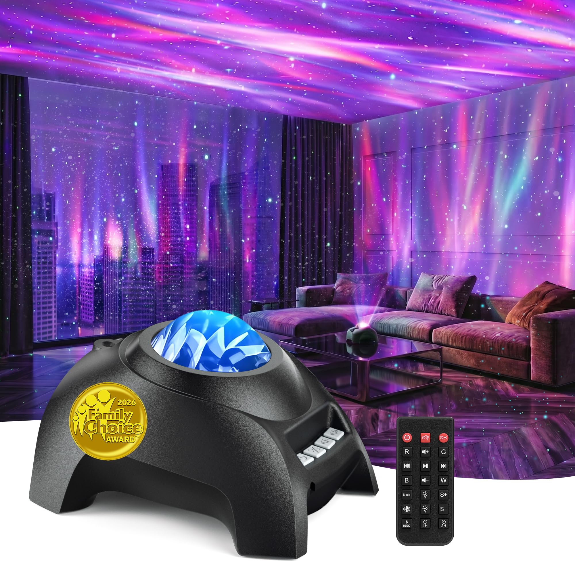 Northern Galaxy Light Aurora Projector, Star Projector with 33 Light Effects, Starry Nebula LED Lamp for Bedroom with Remote Con