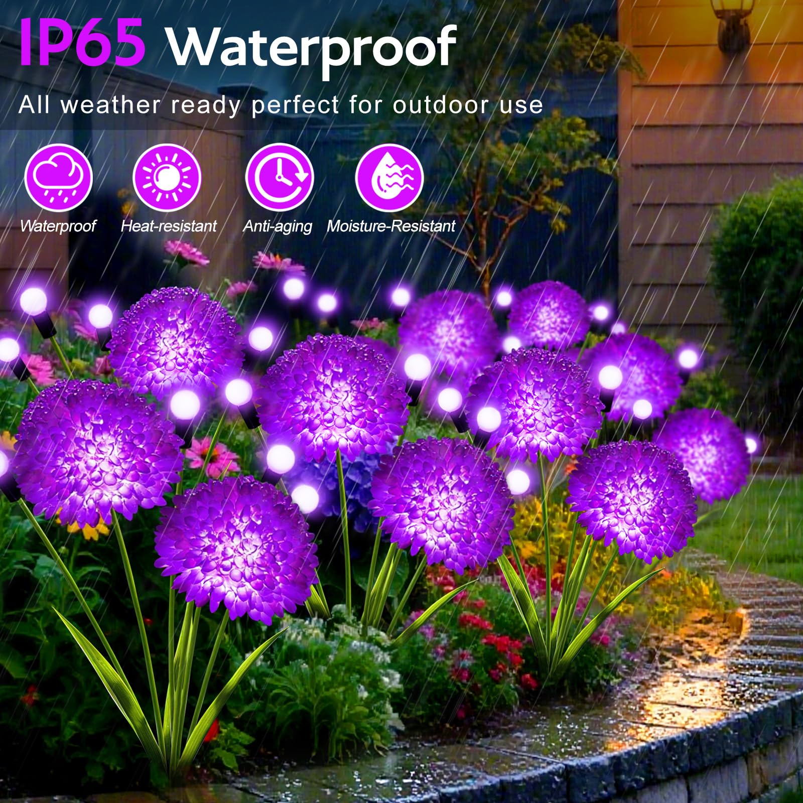 Solar Garden Lights  8 Pack Solar Purple Swaying Firefly Lights With Flowers  Waterproof Purple Halloween Flowers Light Outdoor For Garden Patio Yard Fall Decoration  Gifts For Women Mother S Day