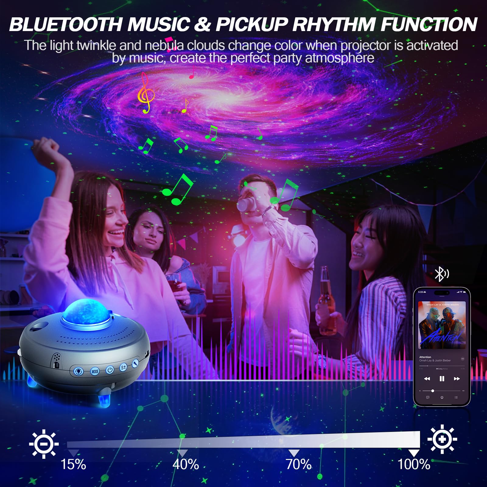 Constellations Planetarium Galaxy Stars Projector: Night Light 30 In 1 Ceiling Space Planets Solar System Projector - Bluetooth