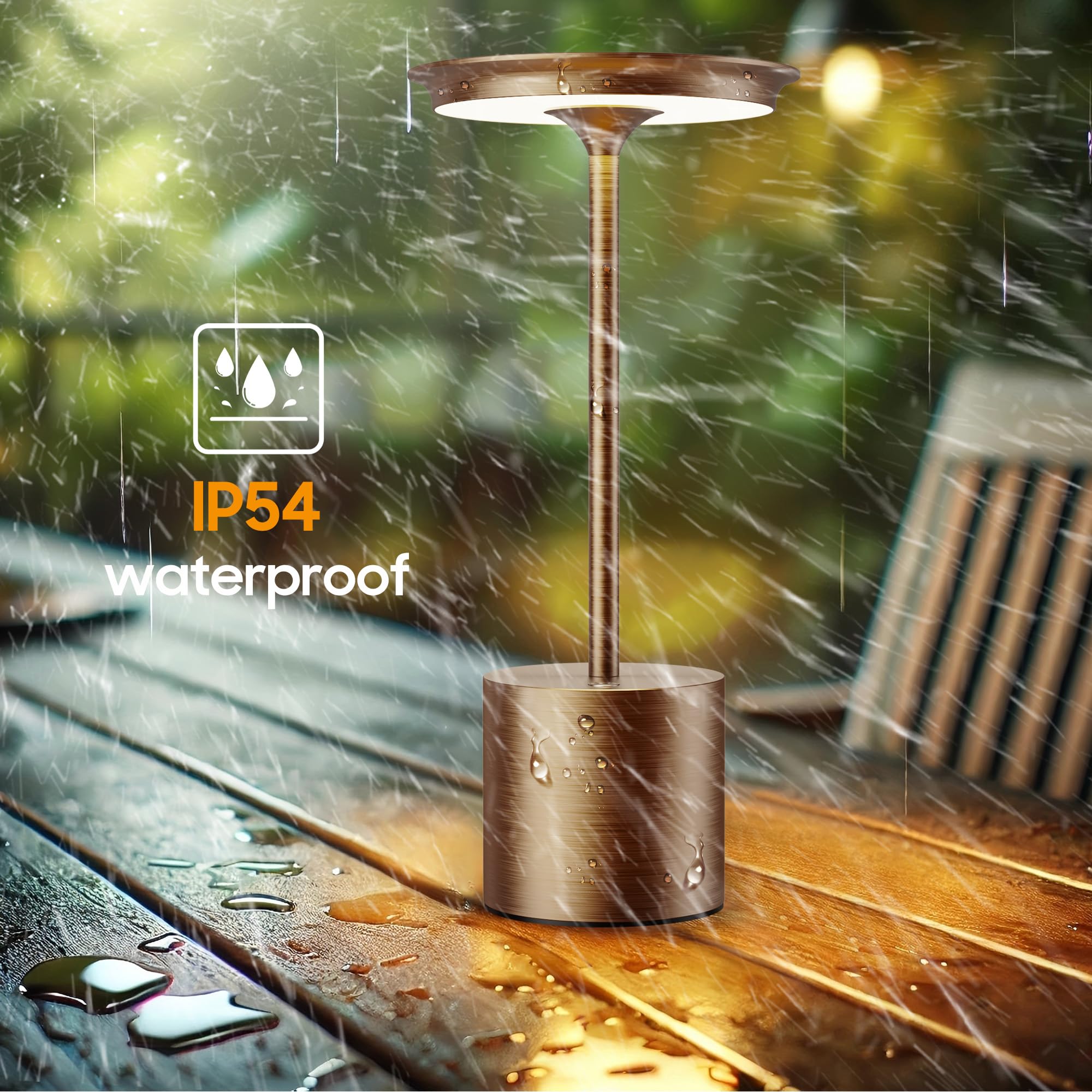 Sikevht 2Pack Cordless Led Table Lamp,Rechargeable Battery Desk Lamps, 3 Color Stepless Dimmable Metal Battery Table Lamps, Led