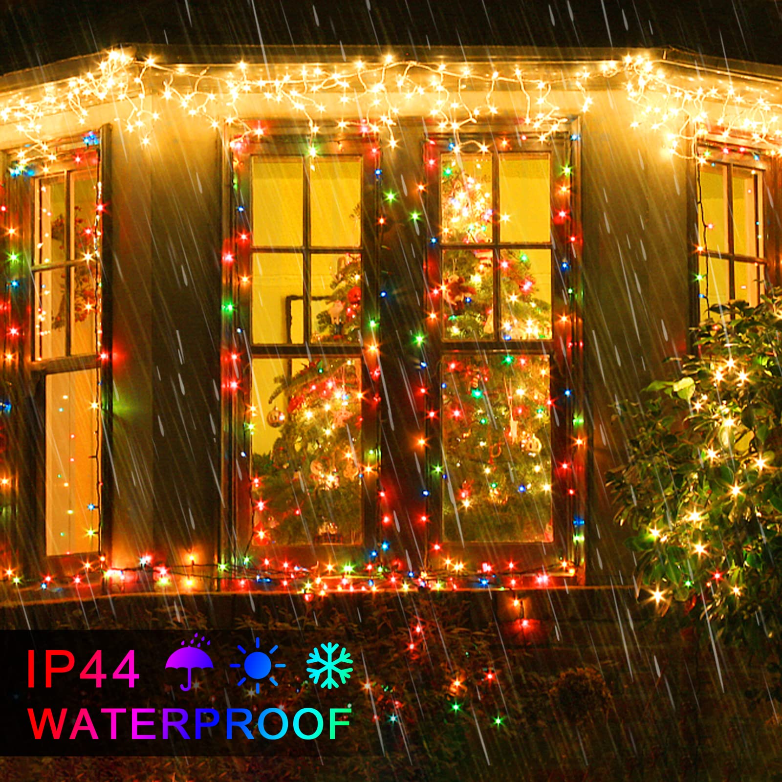 Jmexsuss 91.5Ft 250 Led Color Changing Christmas String Lights, 11 Modes Warm & Multicolor Christmas Tree Lights With Music Rhythm Function, Remote Christmas Lights Outdoor Waterproof For Xmas Decor
