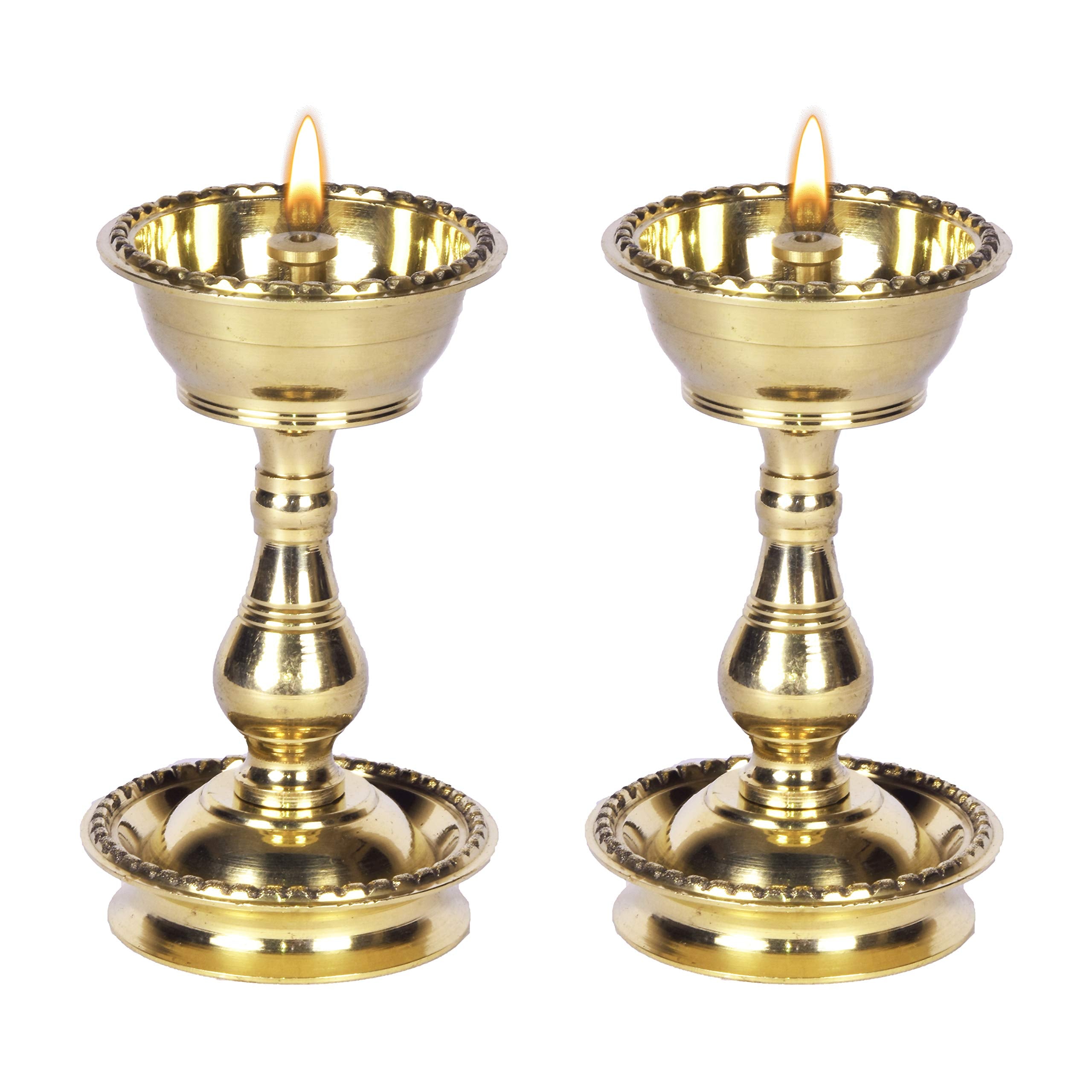 Printology Modern Gift Centre metal Pure Brass Heavy Udupi Nanda Diya (no-2, Set of 2)