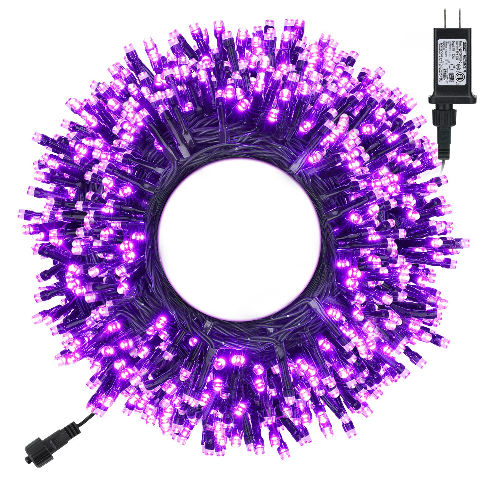 Toodour Halloween String Lights, 131ft, 350 LED, Purple, 8 Modes, Timer, Connectable Outdoor Decor, Model LED08230350