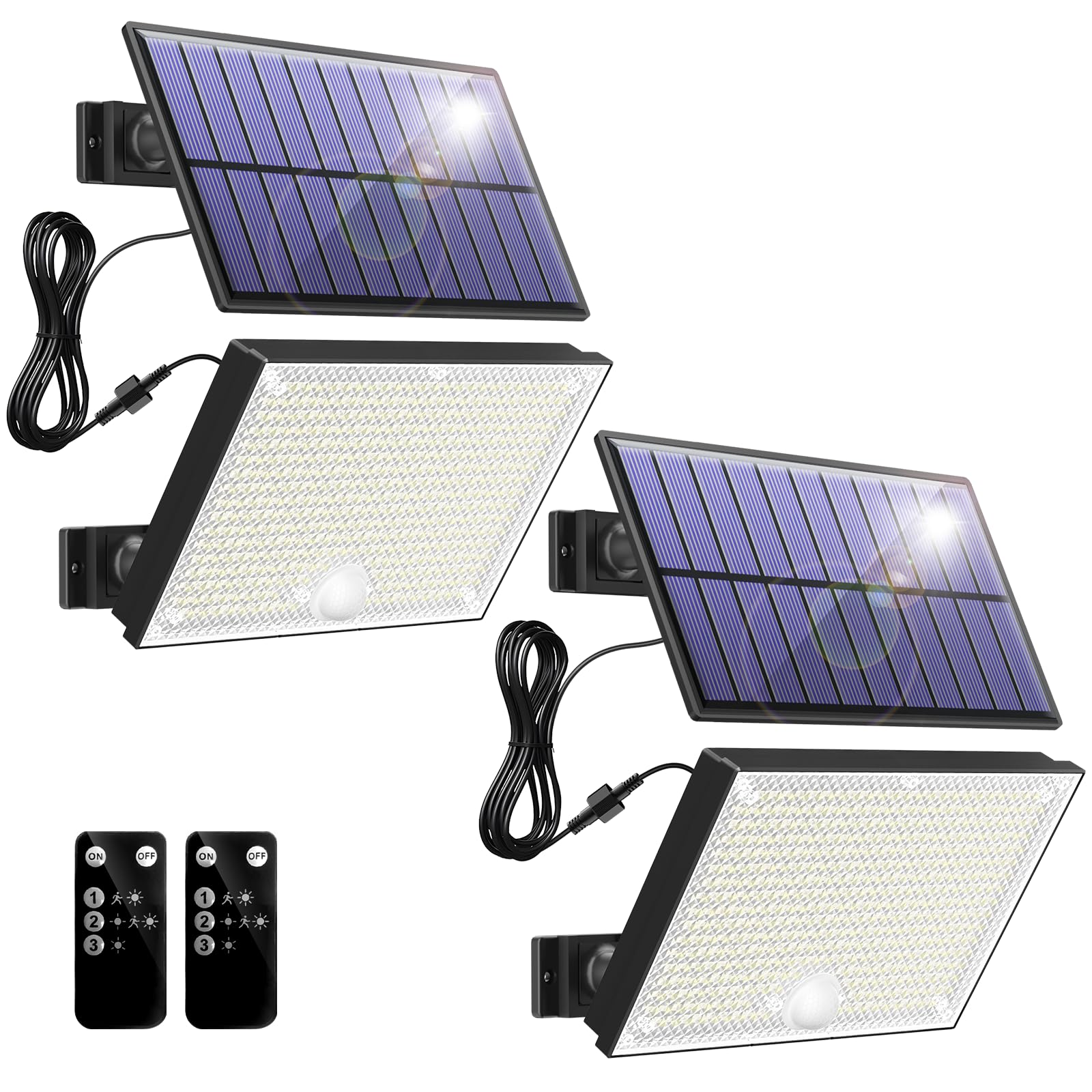 Topabol 400LED Solar Lights, IP67 Waterproof, 3 Modes, Remote Control, 16.4ft Cable, Cool White, 2 Pack