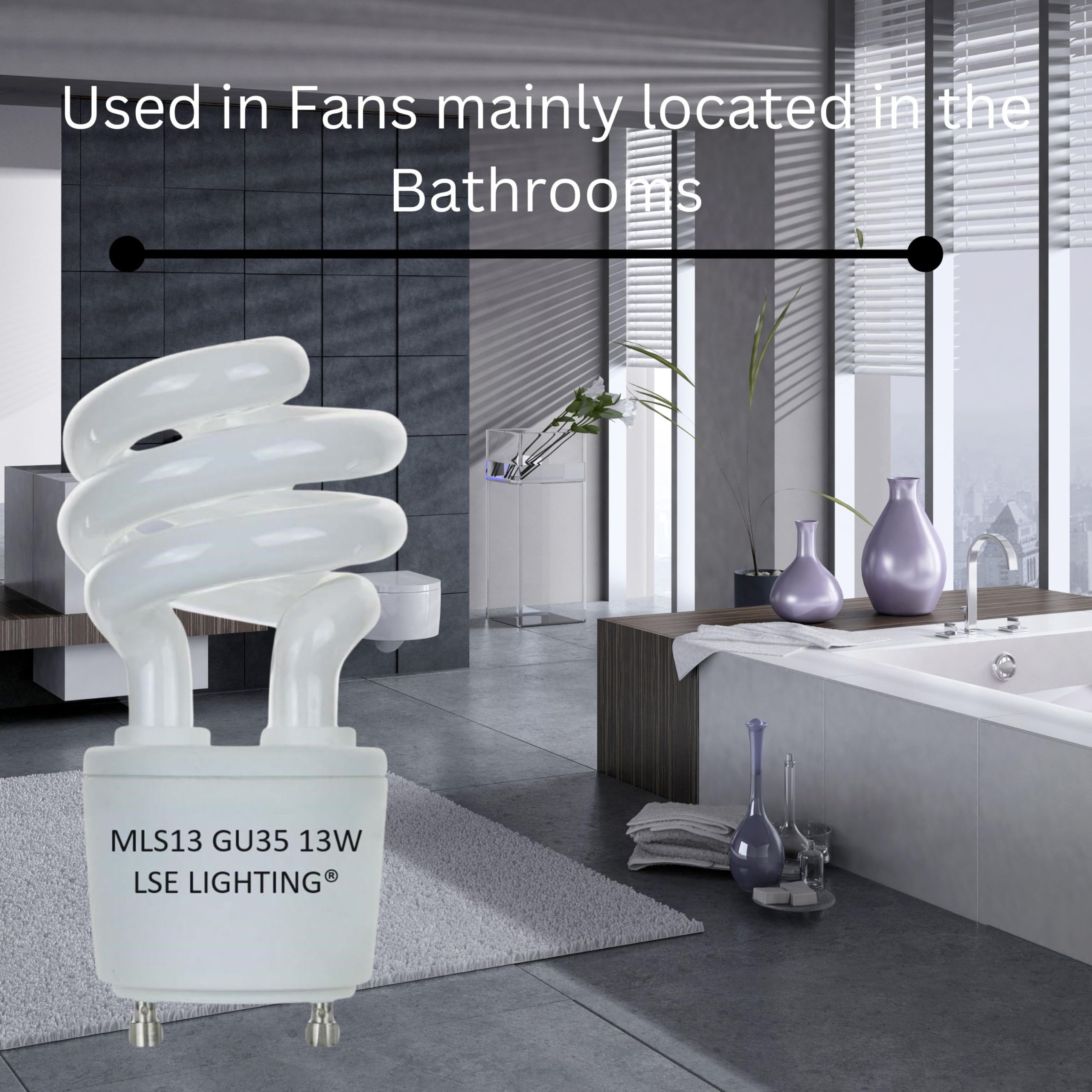 13W Mls13Gu35 Cfl Bulb - Replacement For Panasonic Vql5 Exhaust Fan - Gu35 Base Compact Fluorescent - 3500K Warm White Bathroom