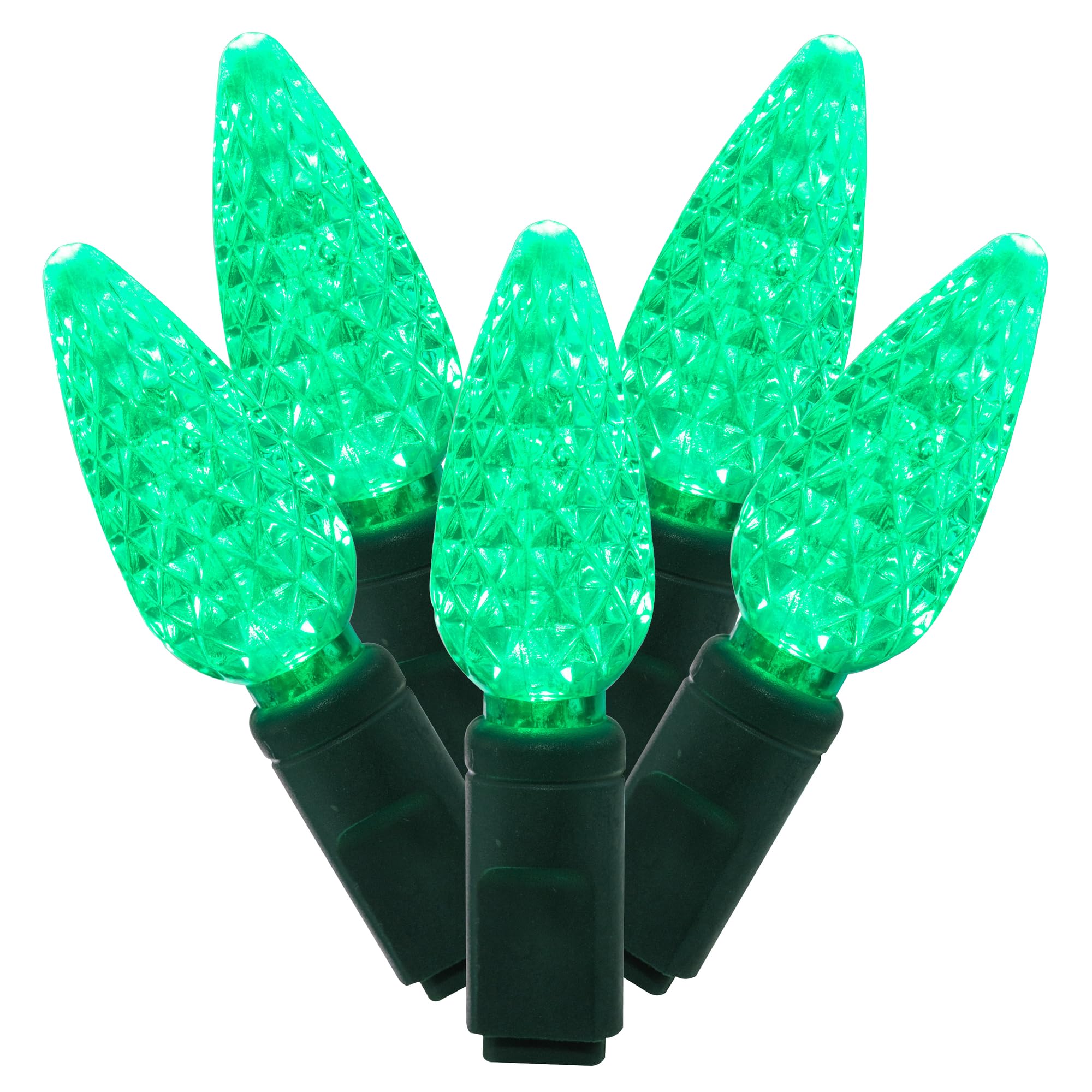 Vickerman 200 Green C6 LED Light on Green Wire, 100 Christmas Single Mold Light Strand