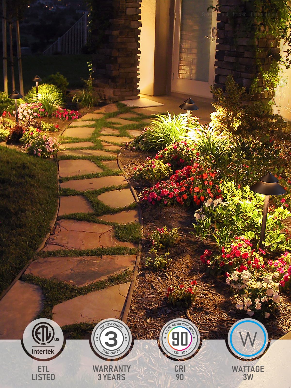 LEONLITE 12-Pack LED Pathway Lights, 3W Low Voltage, 127LM, Waterproof Aluminum, 3000K Warm White, Bronze, Model 15837